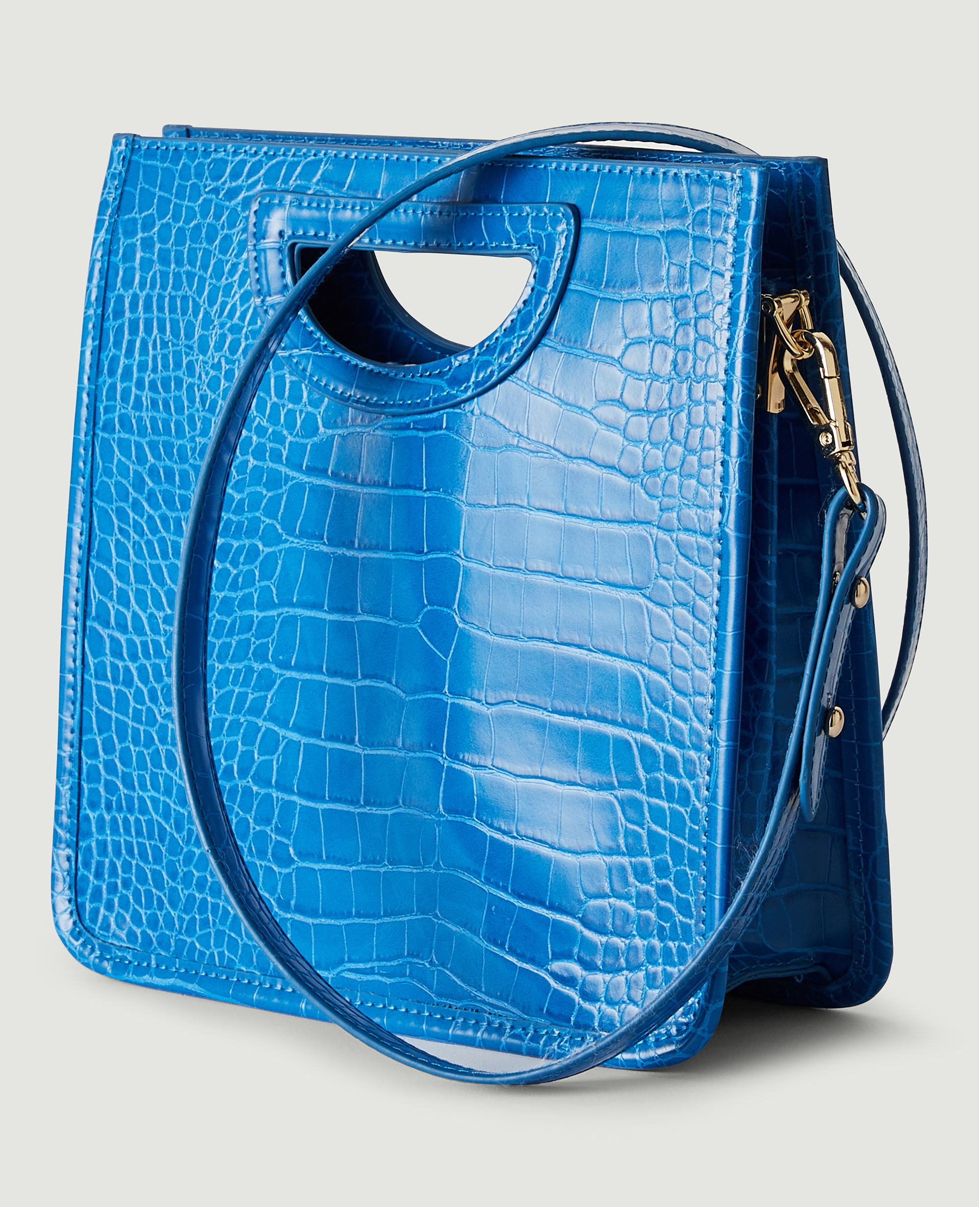 Sac rigide effet croco bleu - Pimkie