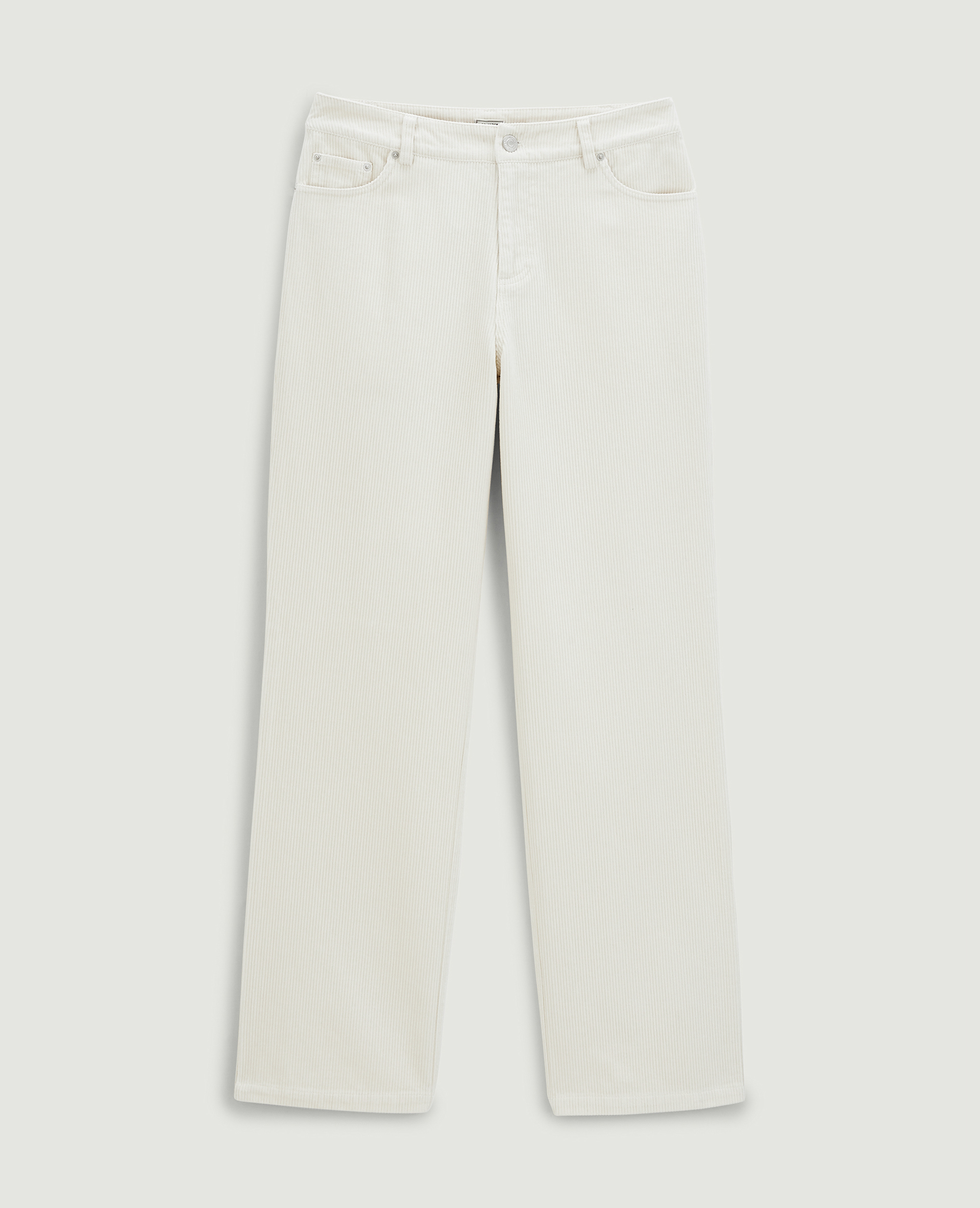 Pantalon droit en velours côtelé blanc - Pimkie