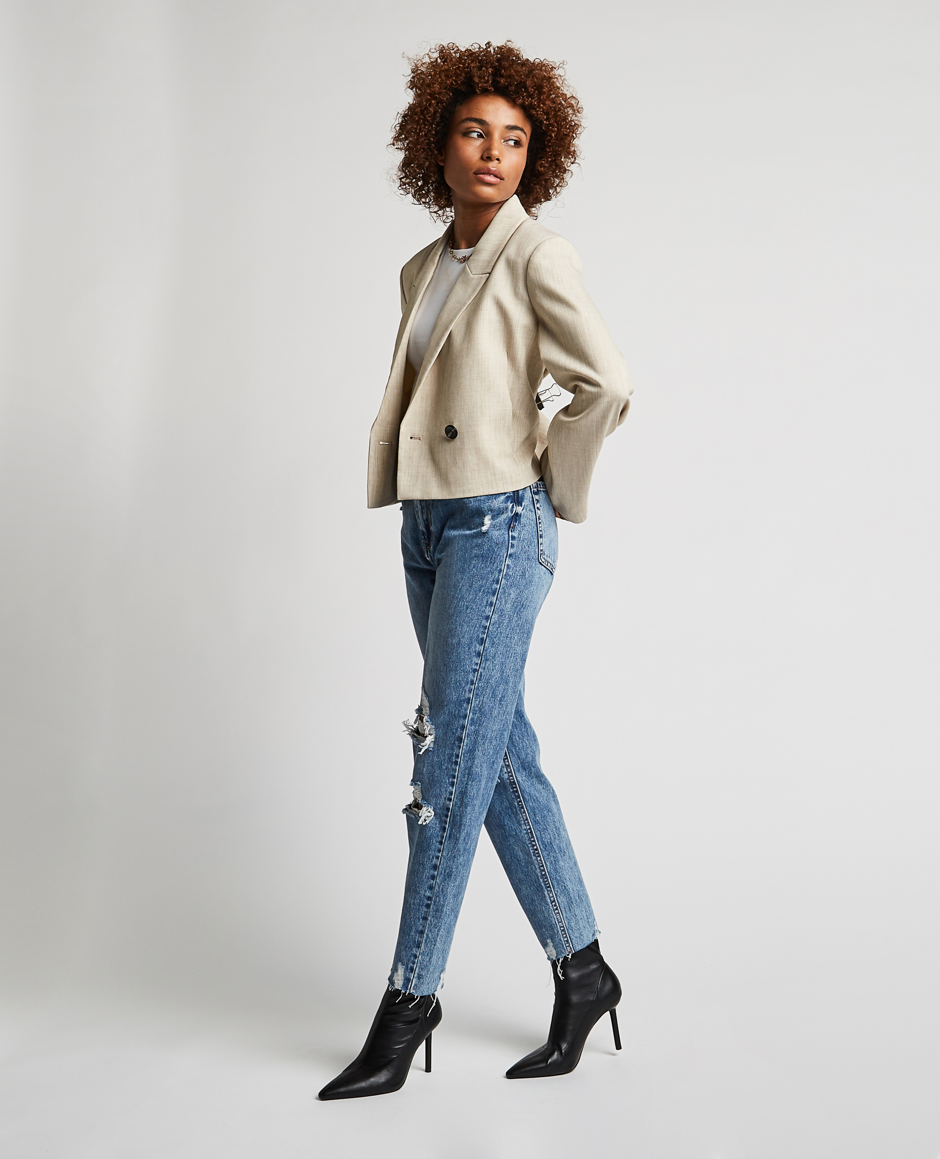 Jean mom trashé bleu denim - Pimkie