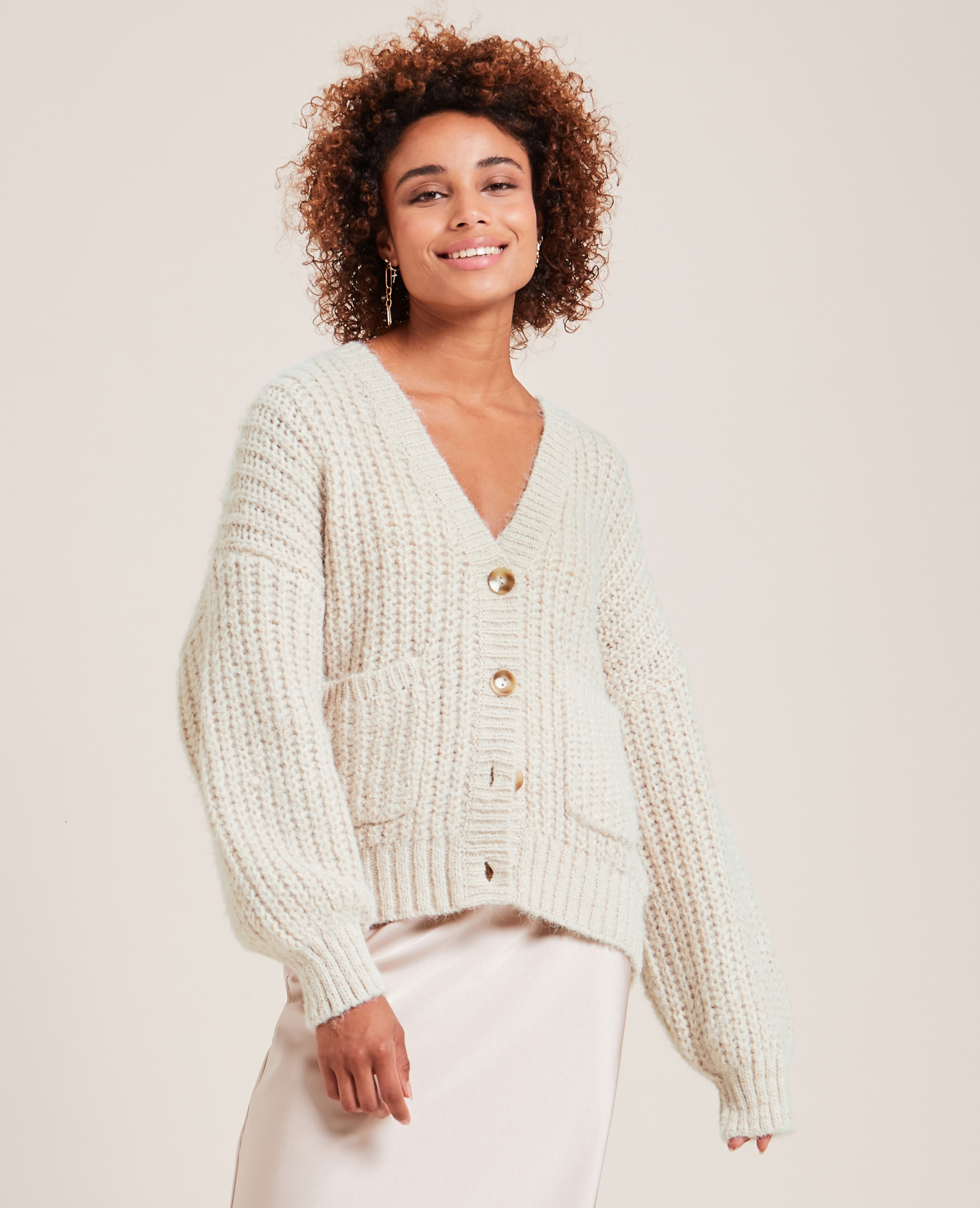 Gilet en grosse maille écru - Pimkie