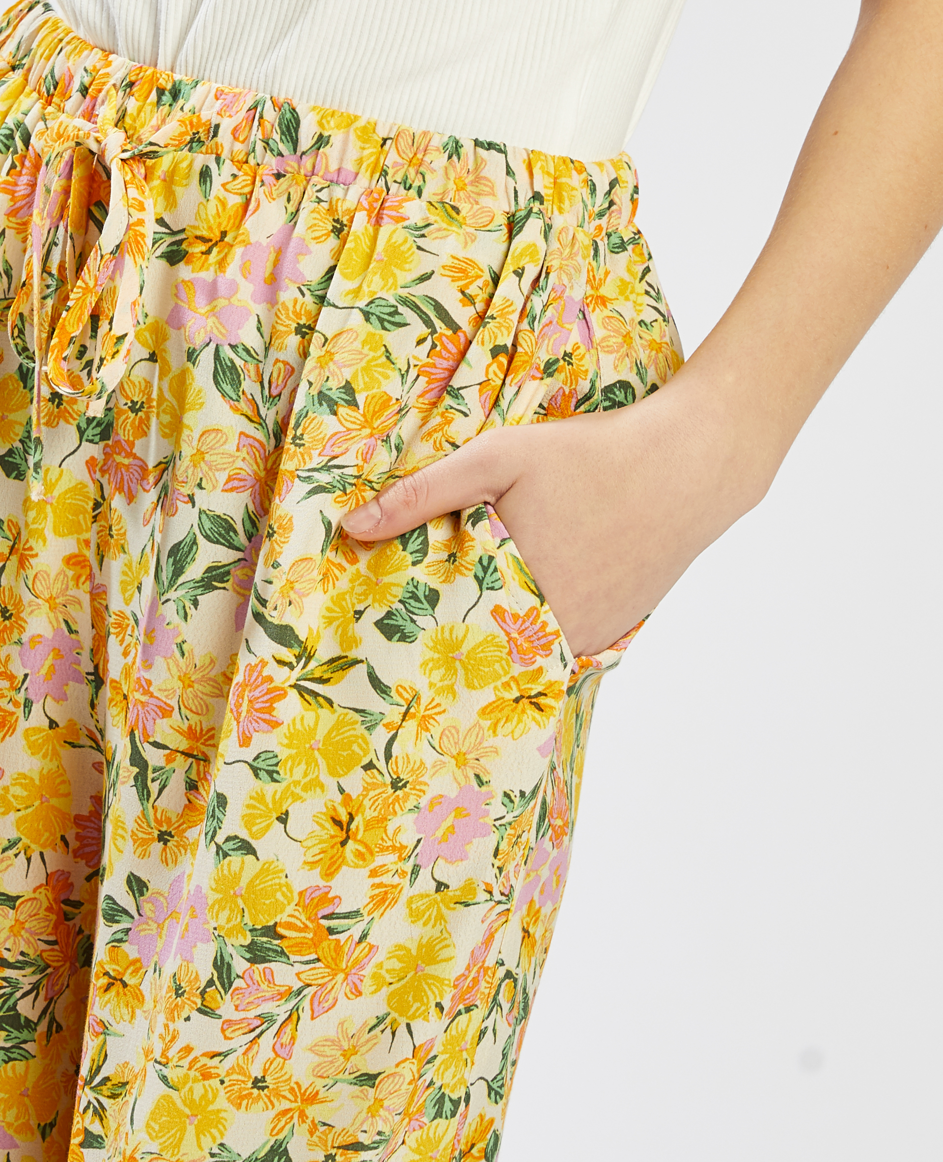 Pantalon fluide à motif fleurs orange - Pimkie