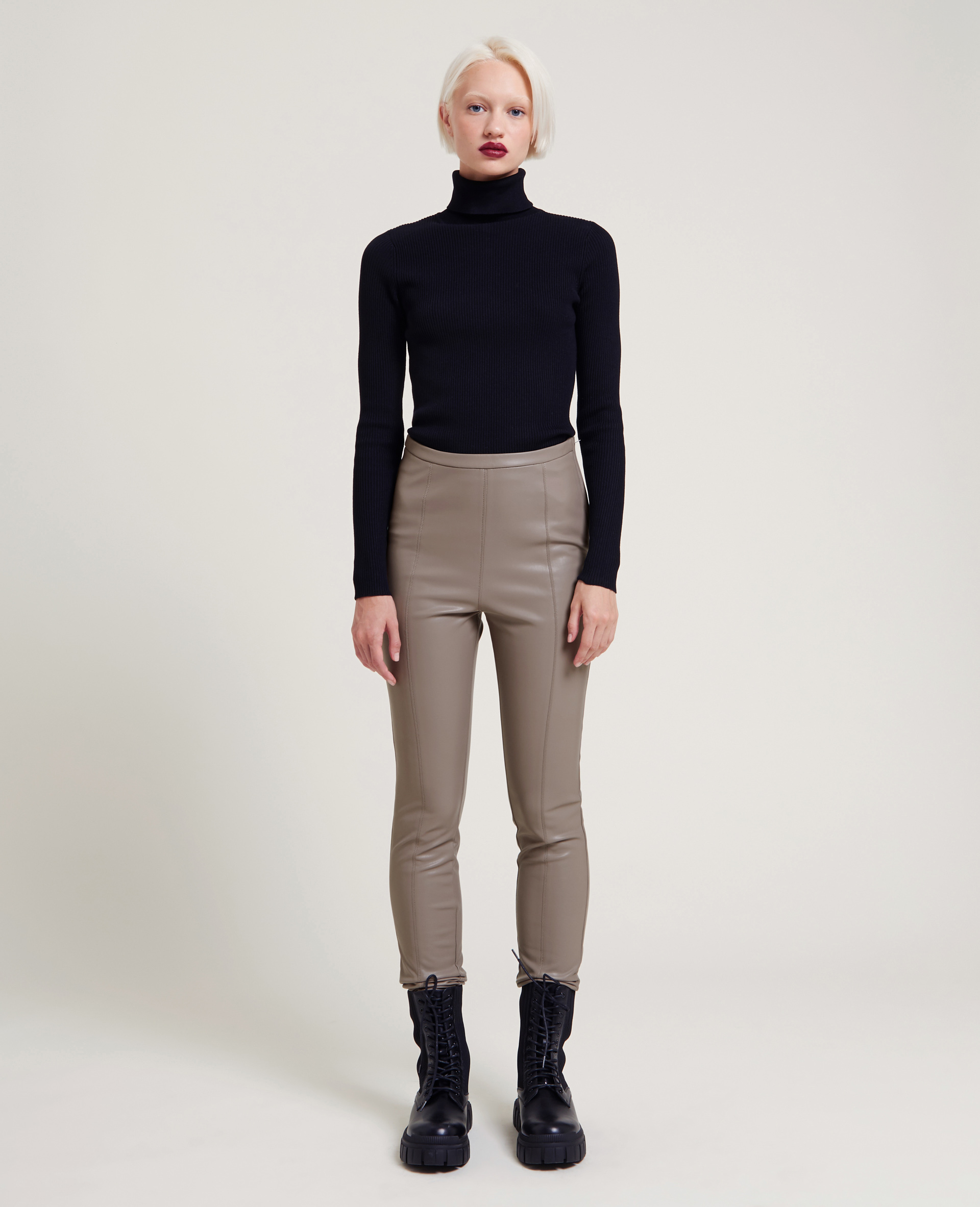 Legging simili cuir taupe - Pimkie