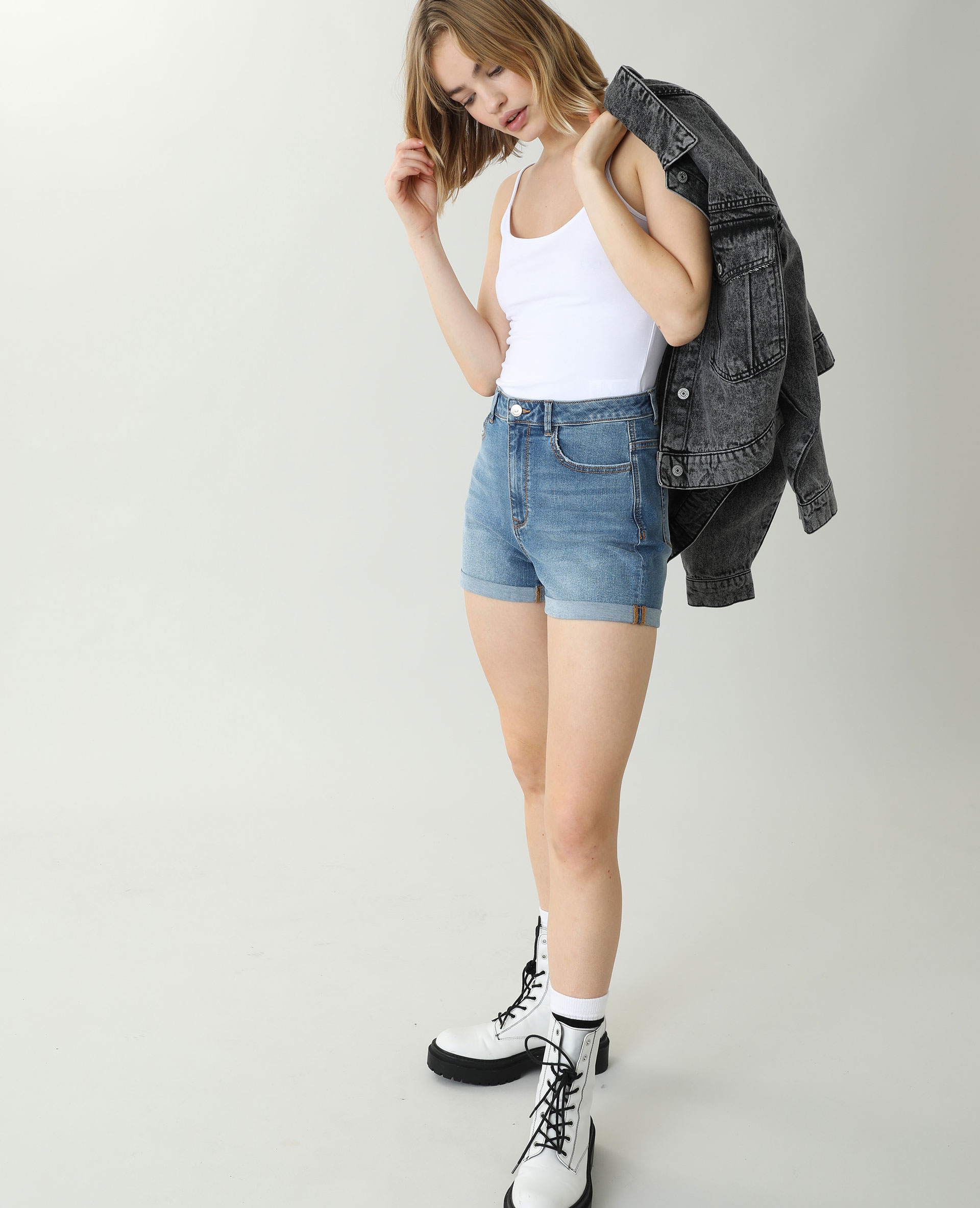 Short en jean high waist bleu - Pimkie