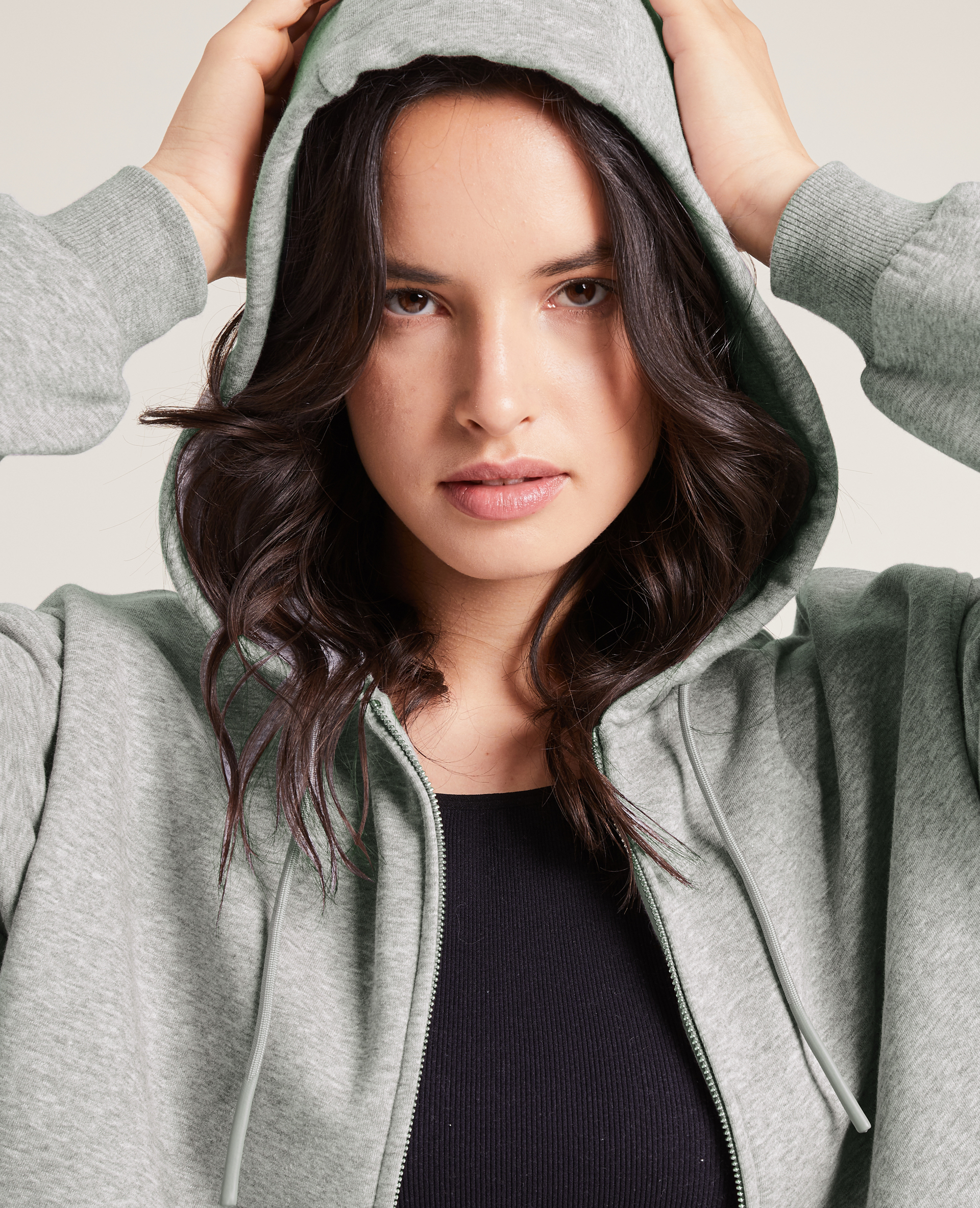Sweat zippé avec capuche gris chiné - Pimkie