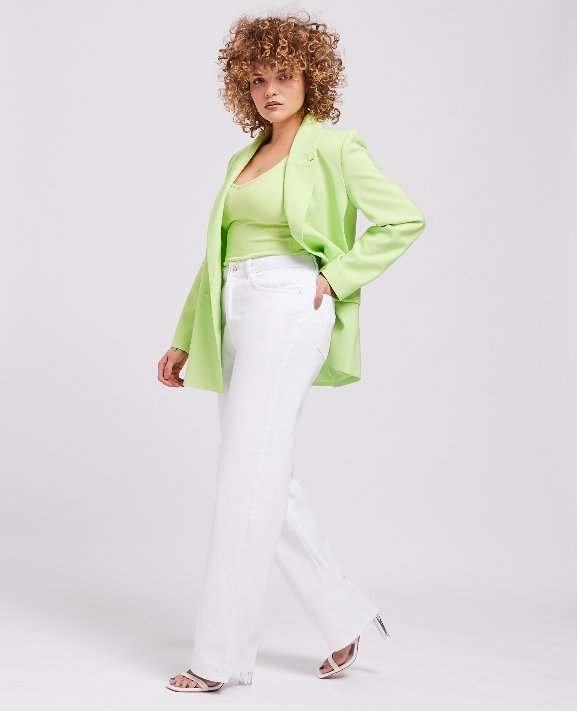 Jean large uni blanc - Pimkie