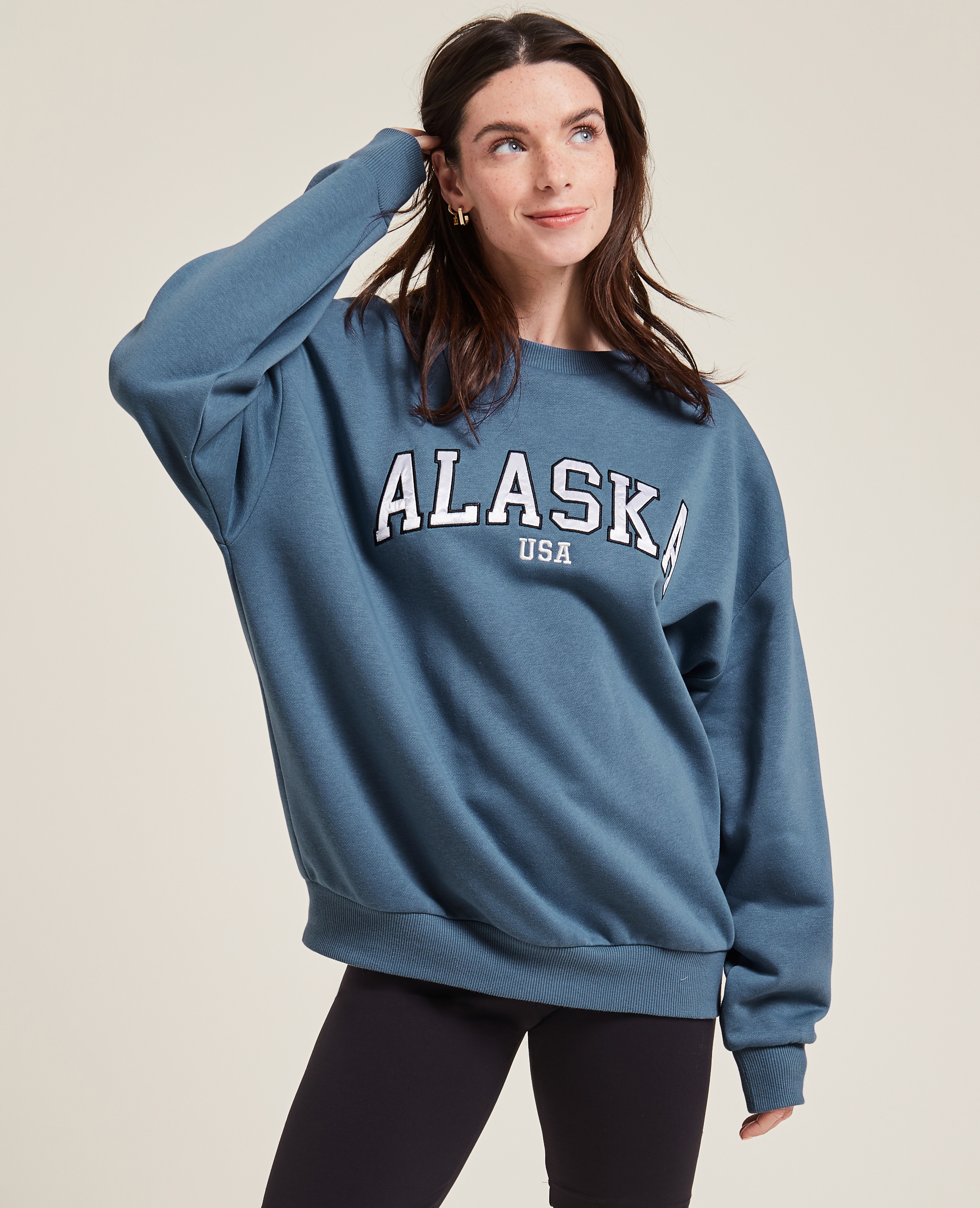 Sweat col rond oversize vert de gris - Pimkie