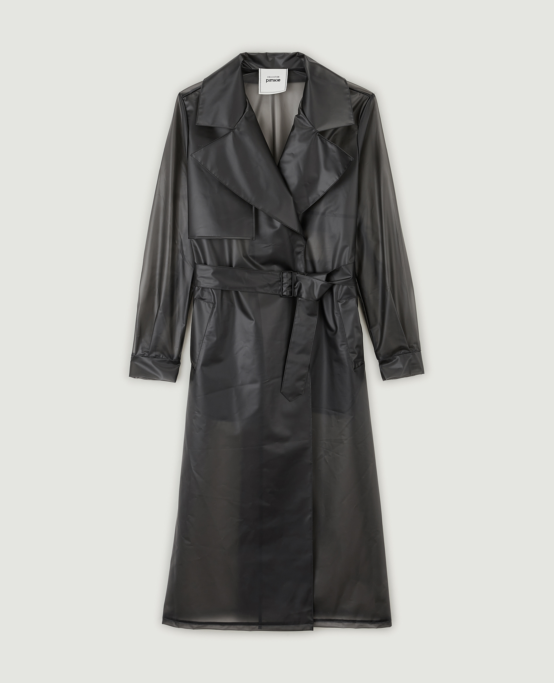 Trench long en plastique translucide noir - Pimkie