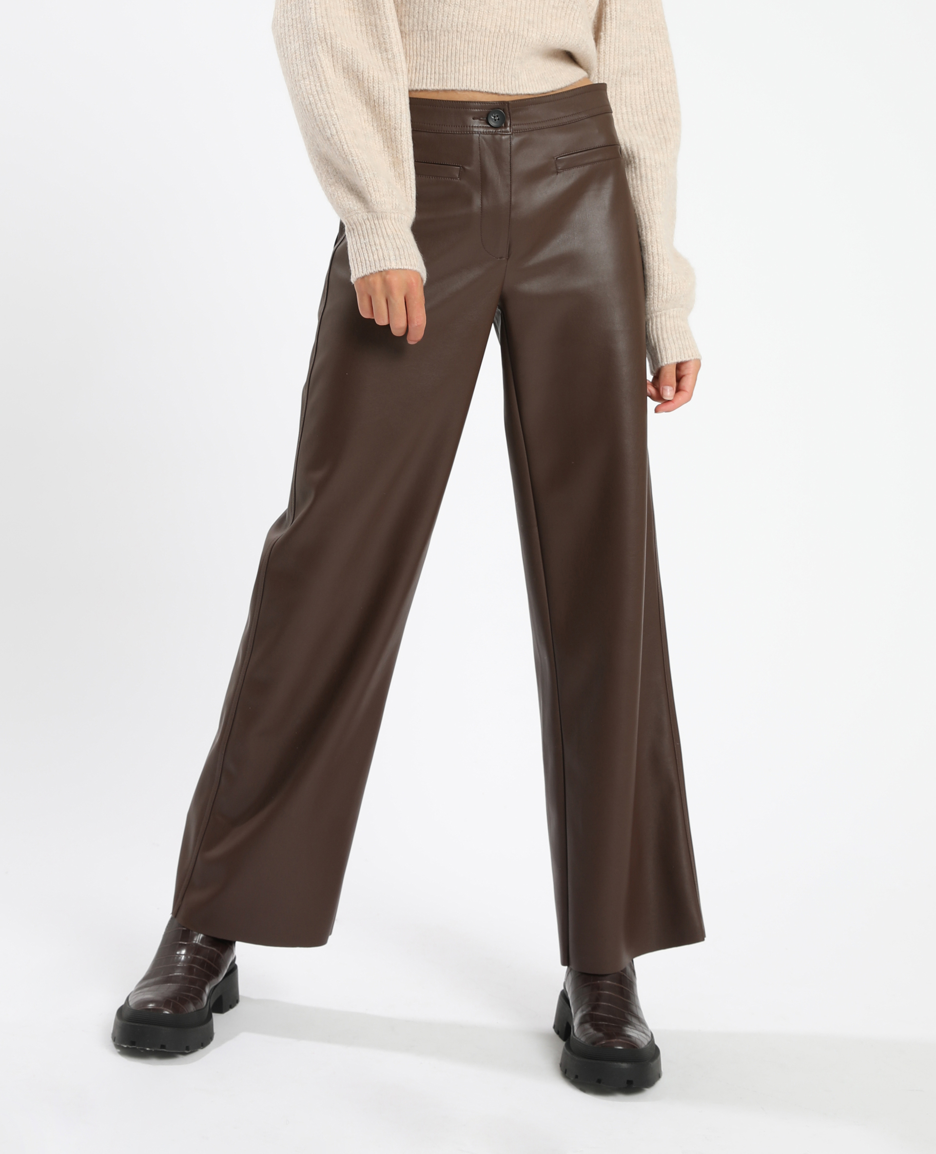 Pantalon simili cuir new arrivals droit