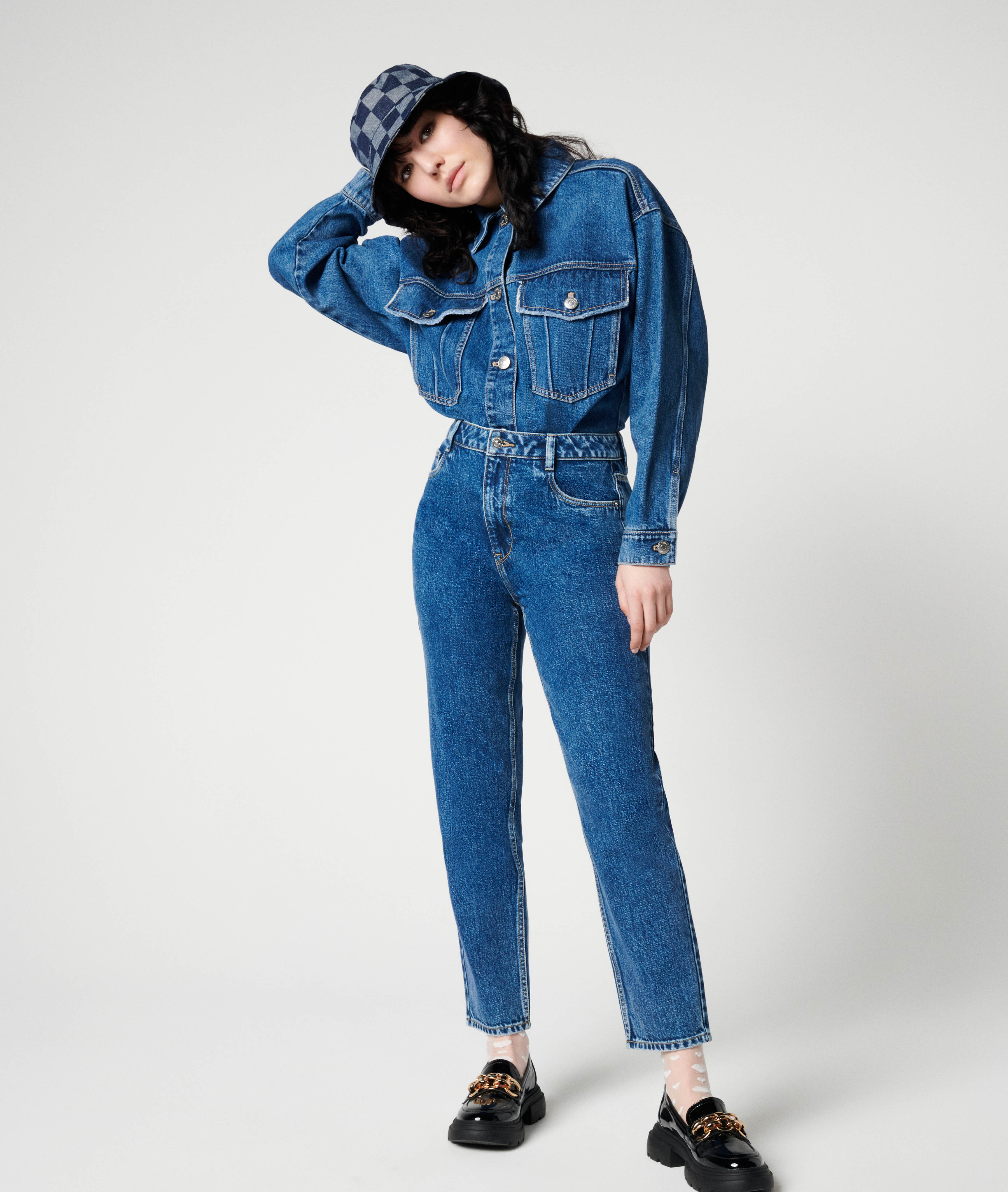 Jean mom taille haute bleu denim - Pimkie
