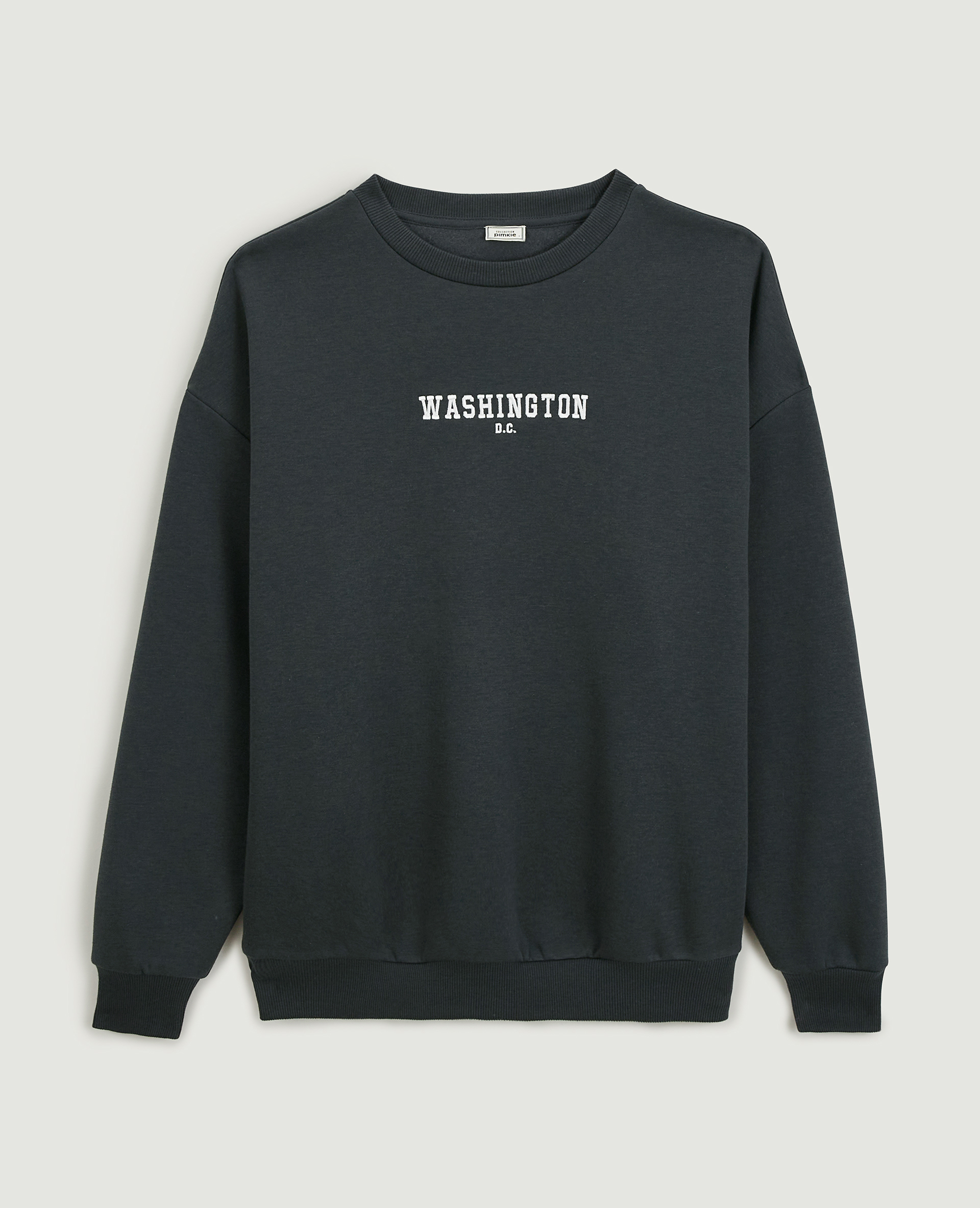 Sweat oversize col rond noir - Pimkie