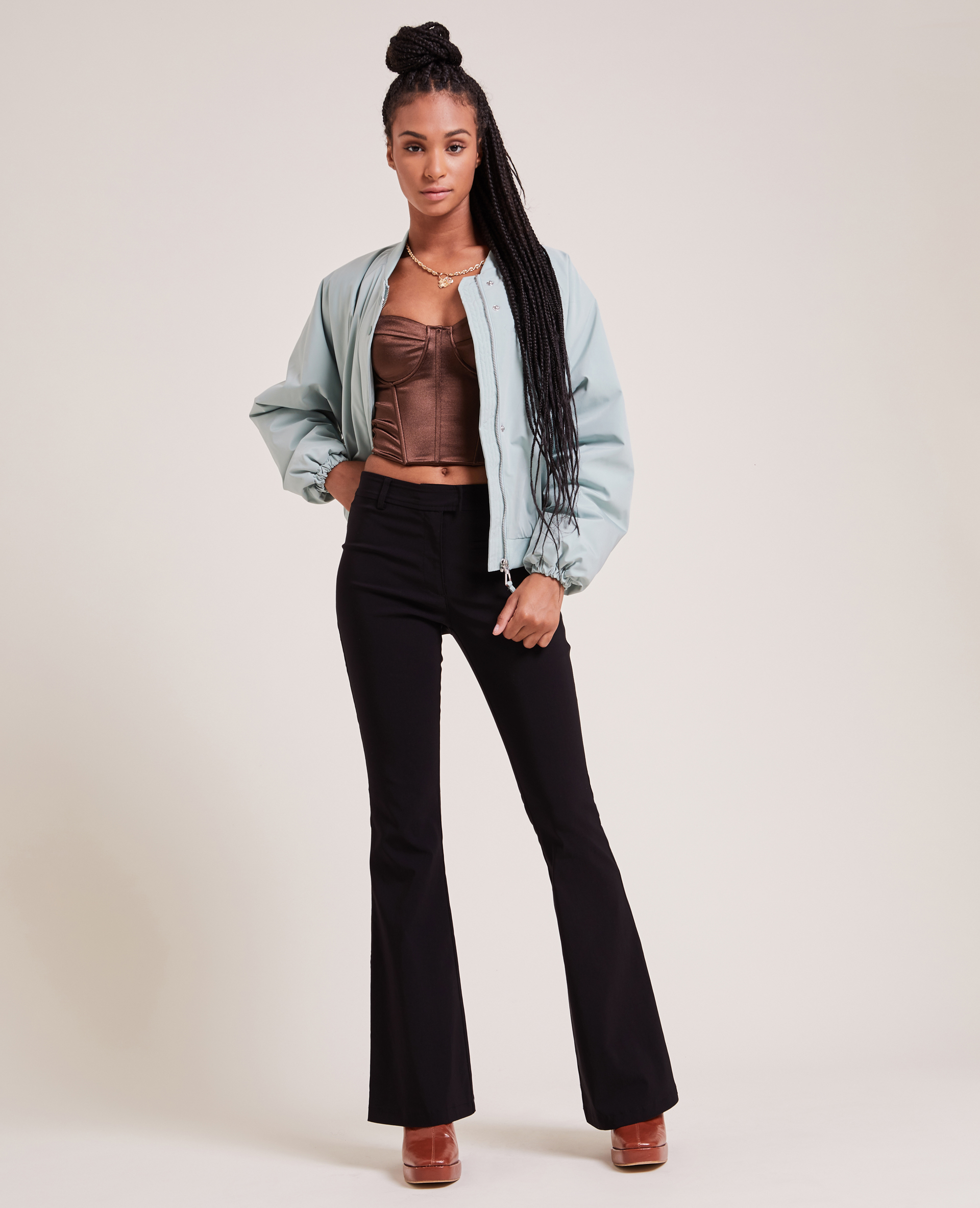 Pantalon flare taille haute noir - Pimkie
