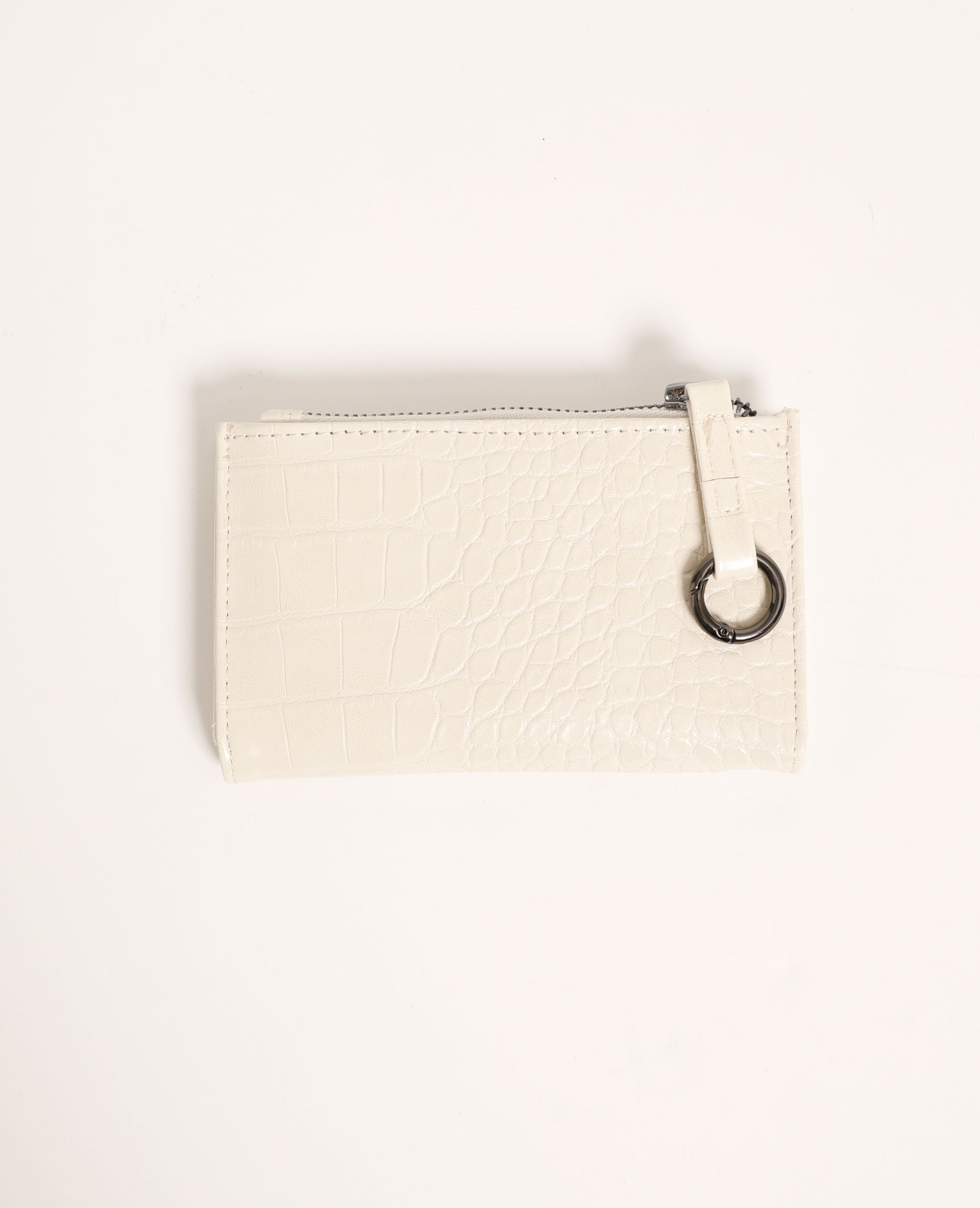 Mini portefeuille effet croco blanc - Pimkie