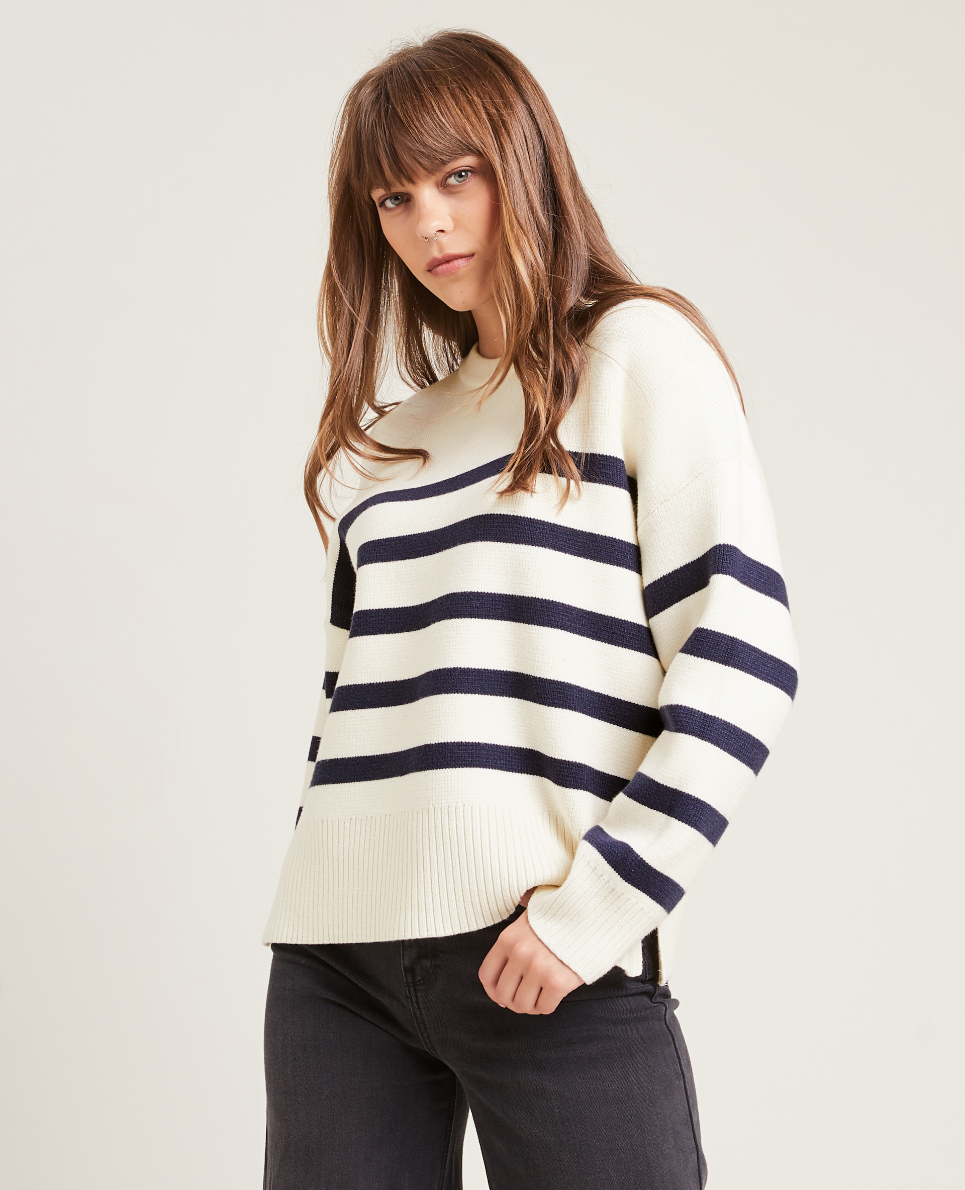 Pull marin en maille écru - Pimkie