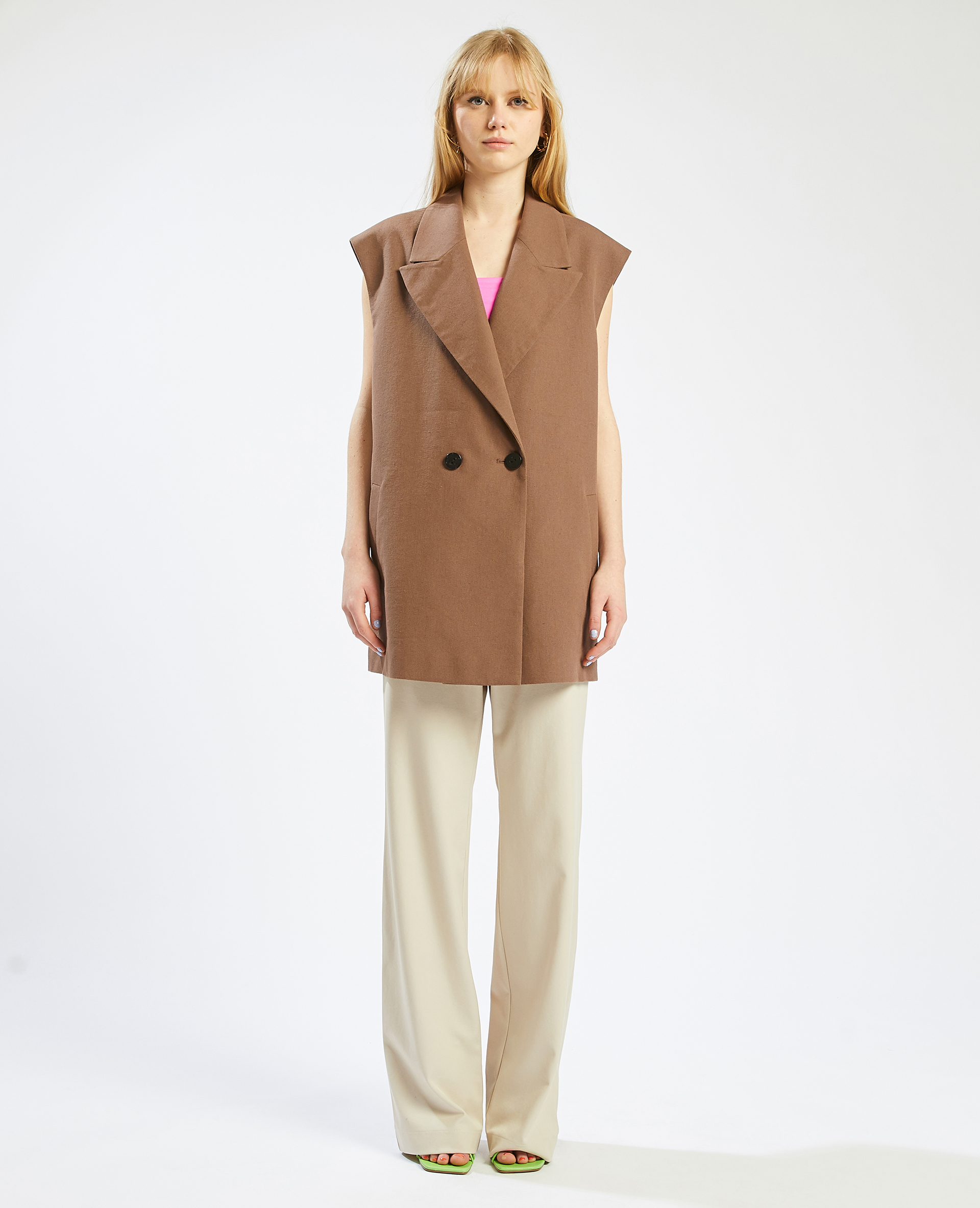 Veste blazer sans manche marron - Pimkie