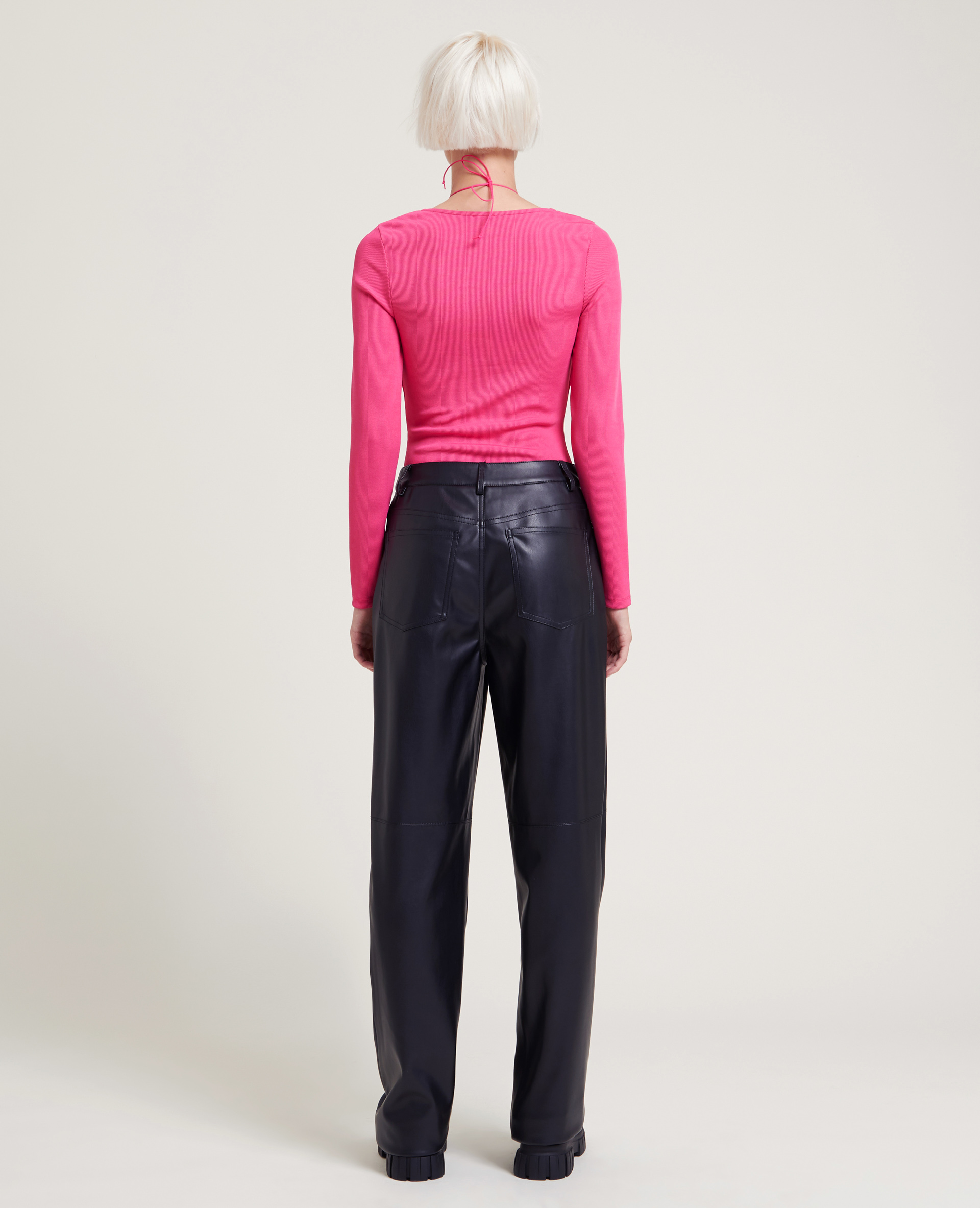 Body manches longues avec laçage rose fuchsia - Pimkie