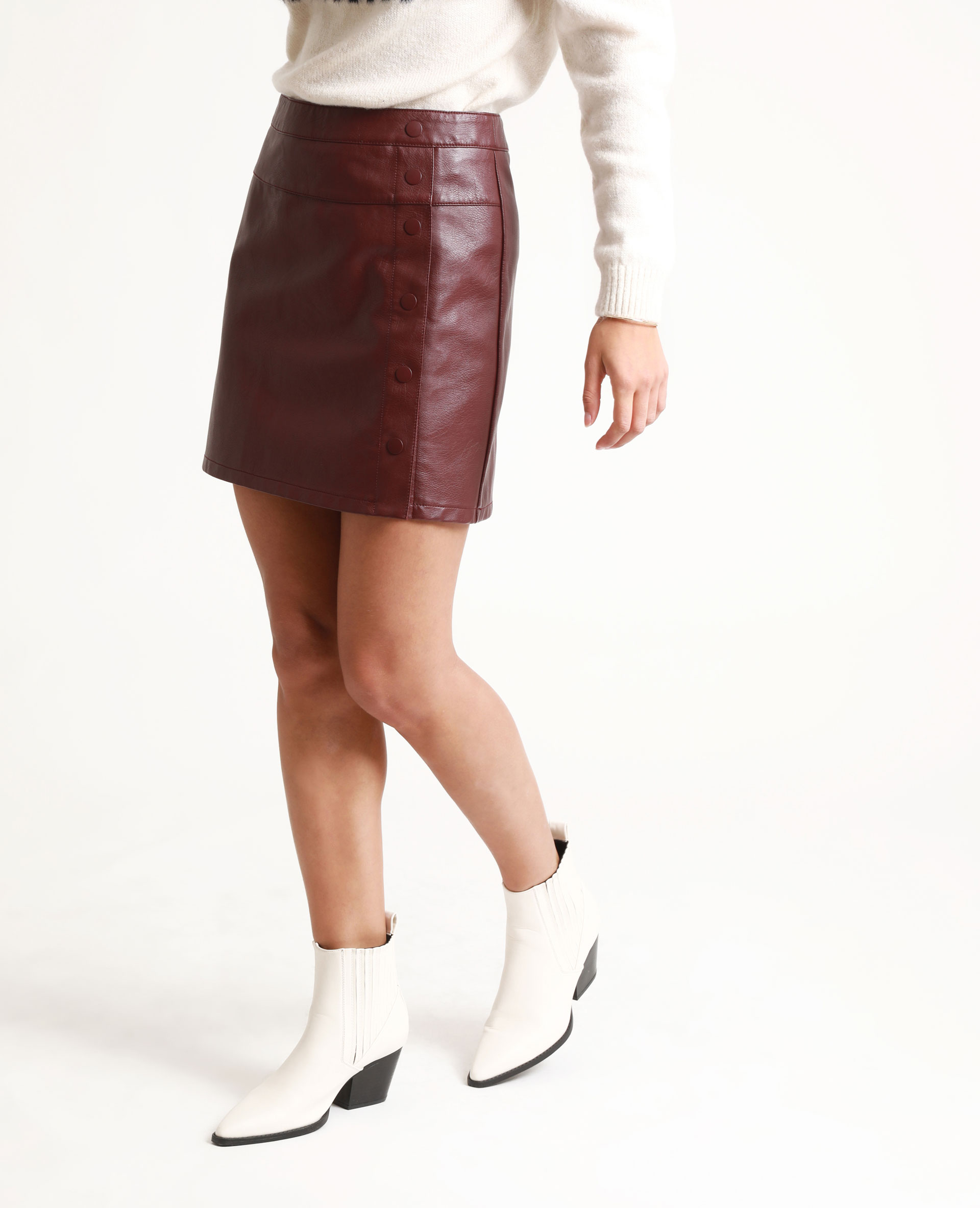 Jupe en shop cuir bordeaux