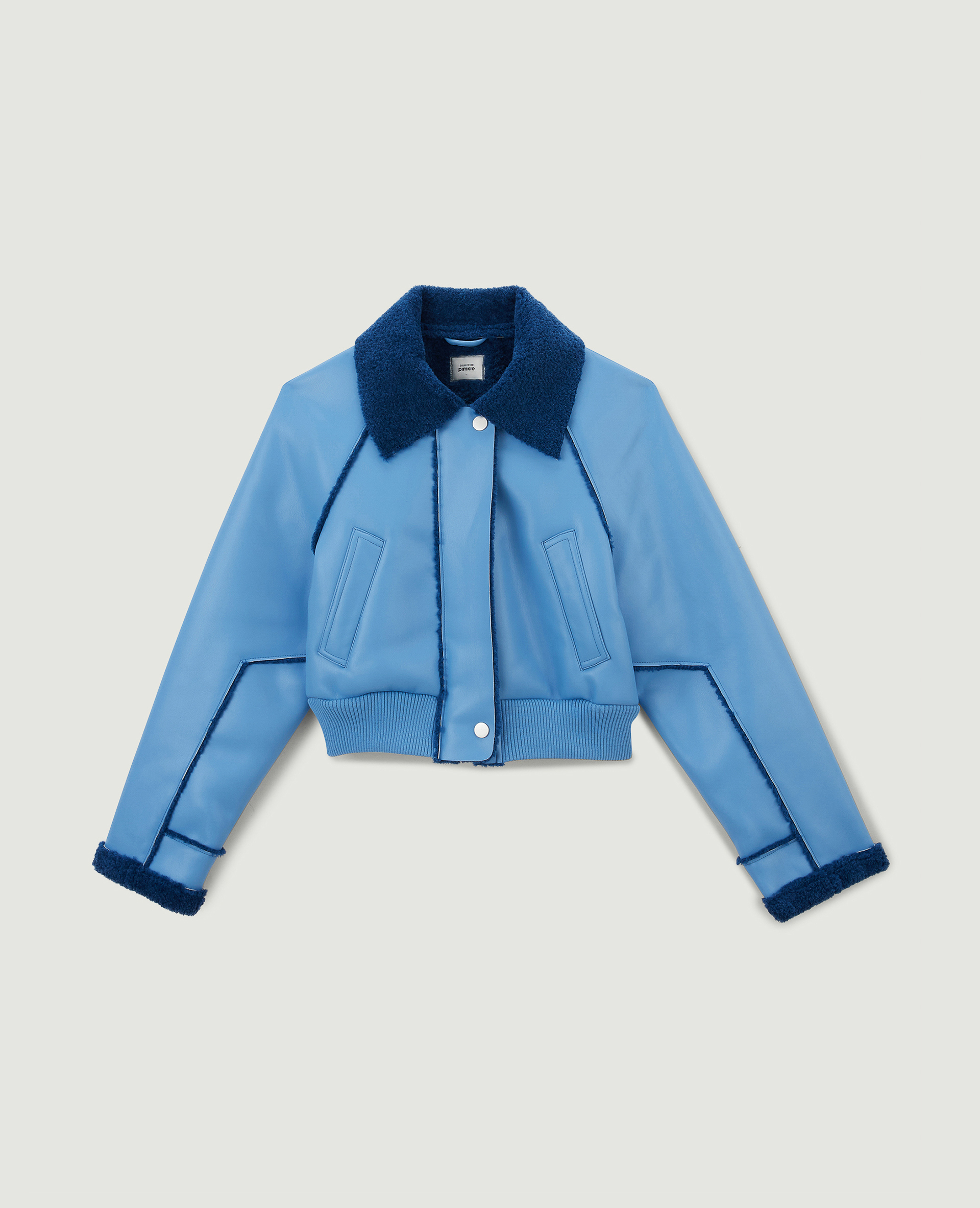 Blouson court simili cuir et sherpa bleu - Pimkie
