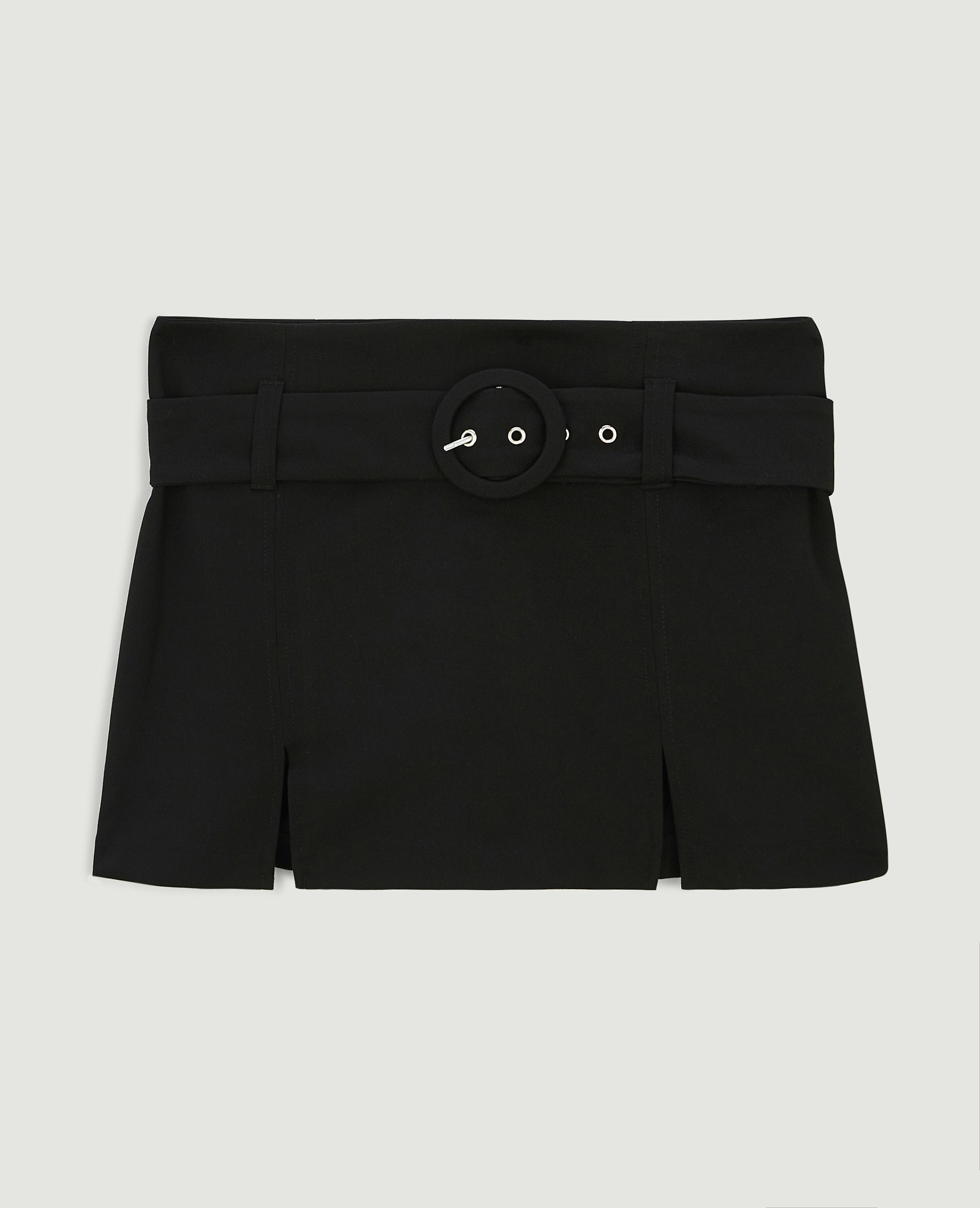 Jupe-short avec ceinture boucle ronde noir - Pimkie