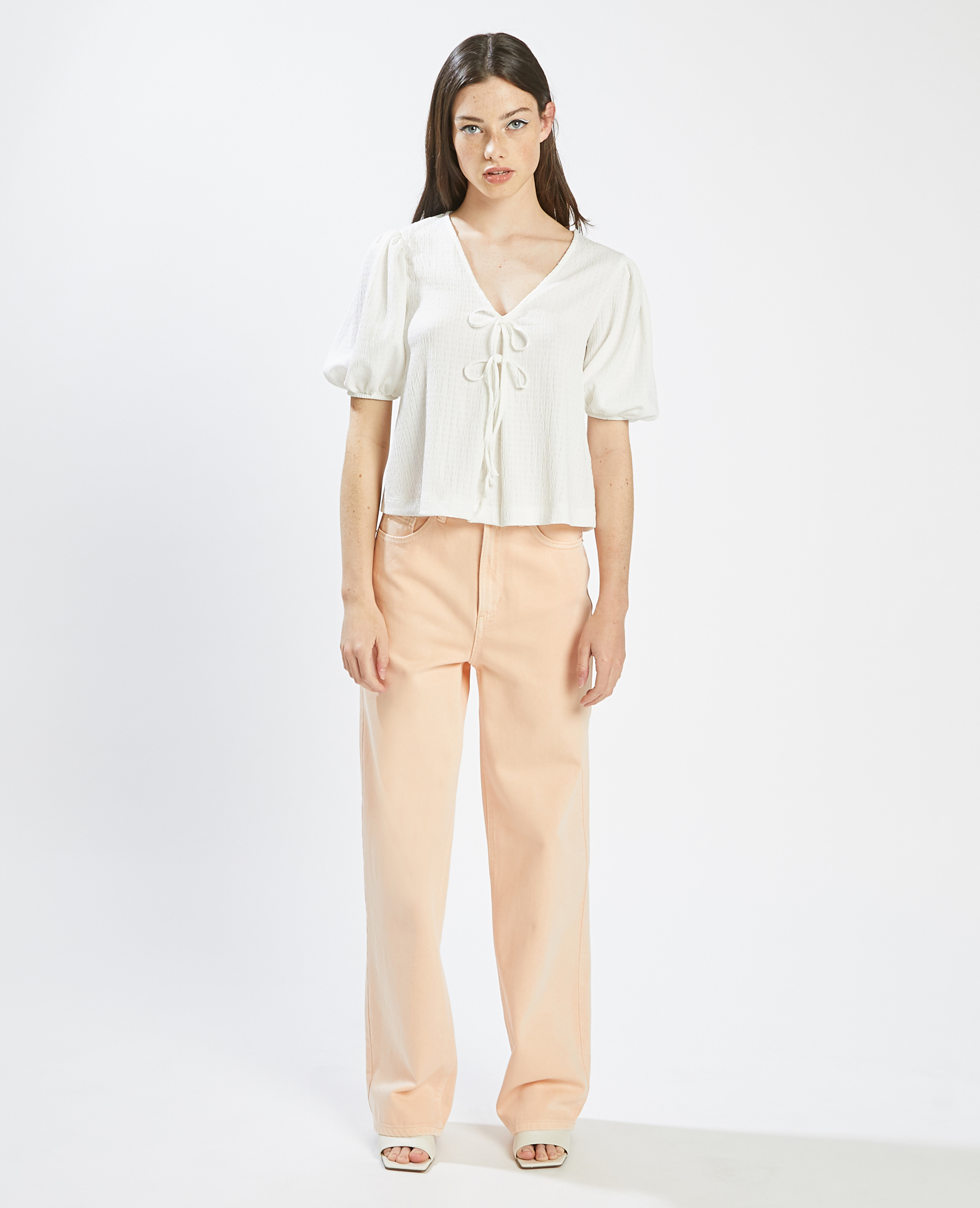 Top avec liens à nouer blanc - Pimkie