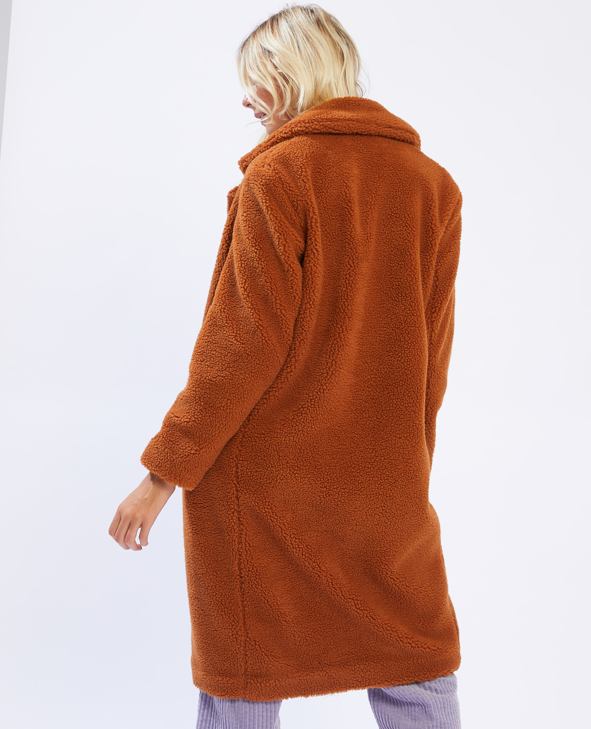 Manteau long sherpa beige - Pimkie