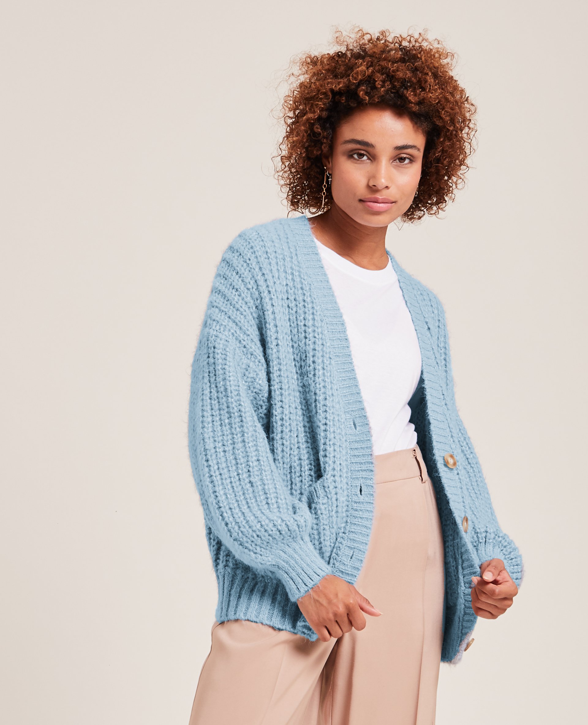 Gilet en grosse maille bleu - Pimkie
