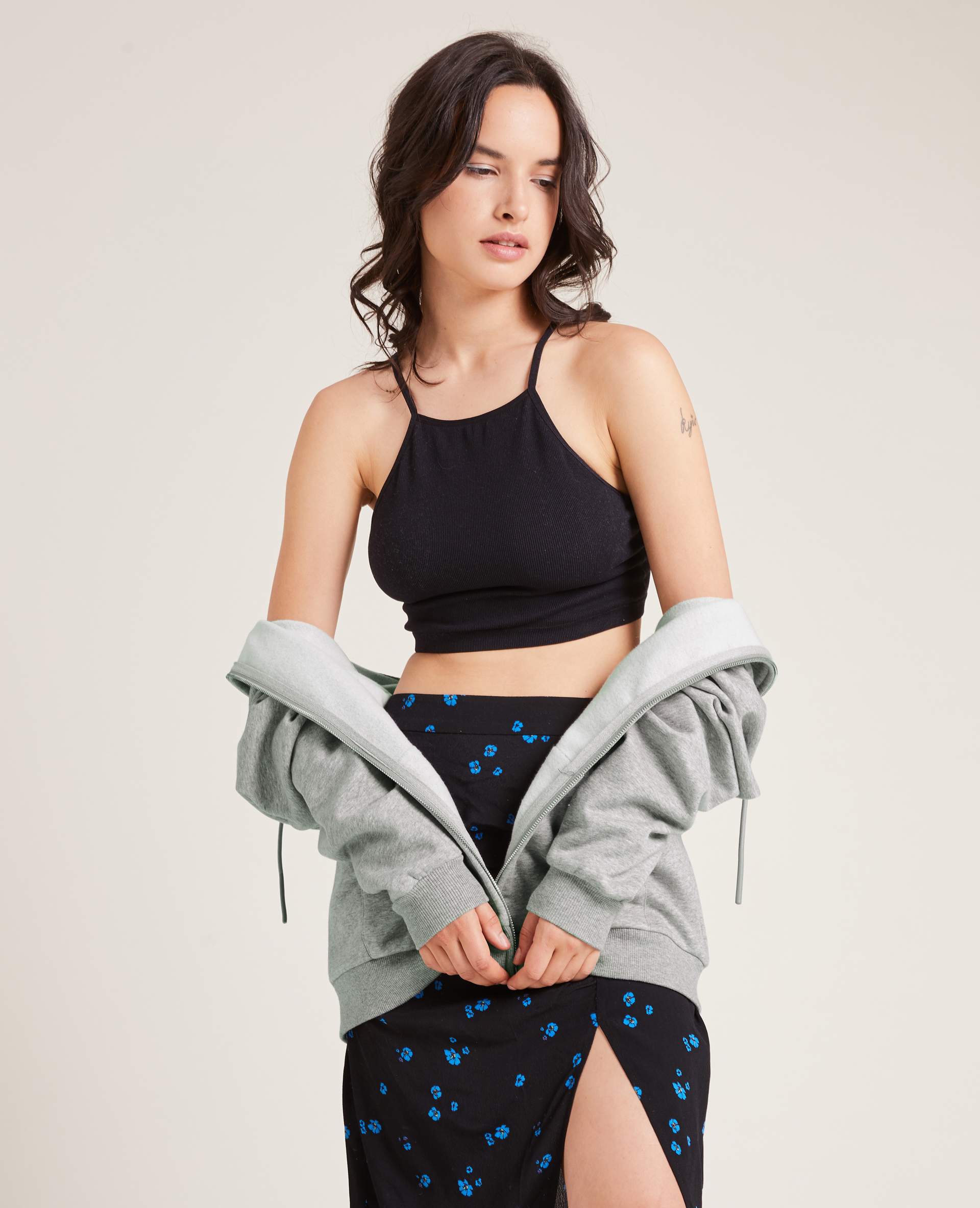 Sweat zippé avec capuche gris chiné - Pimkie
