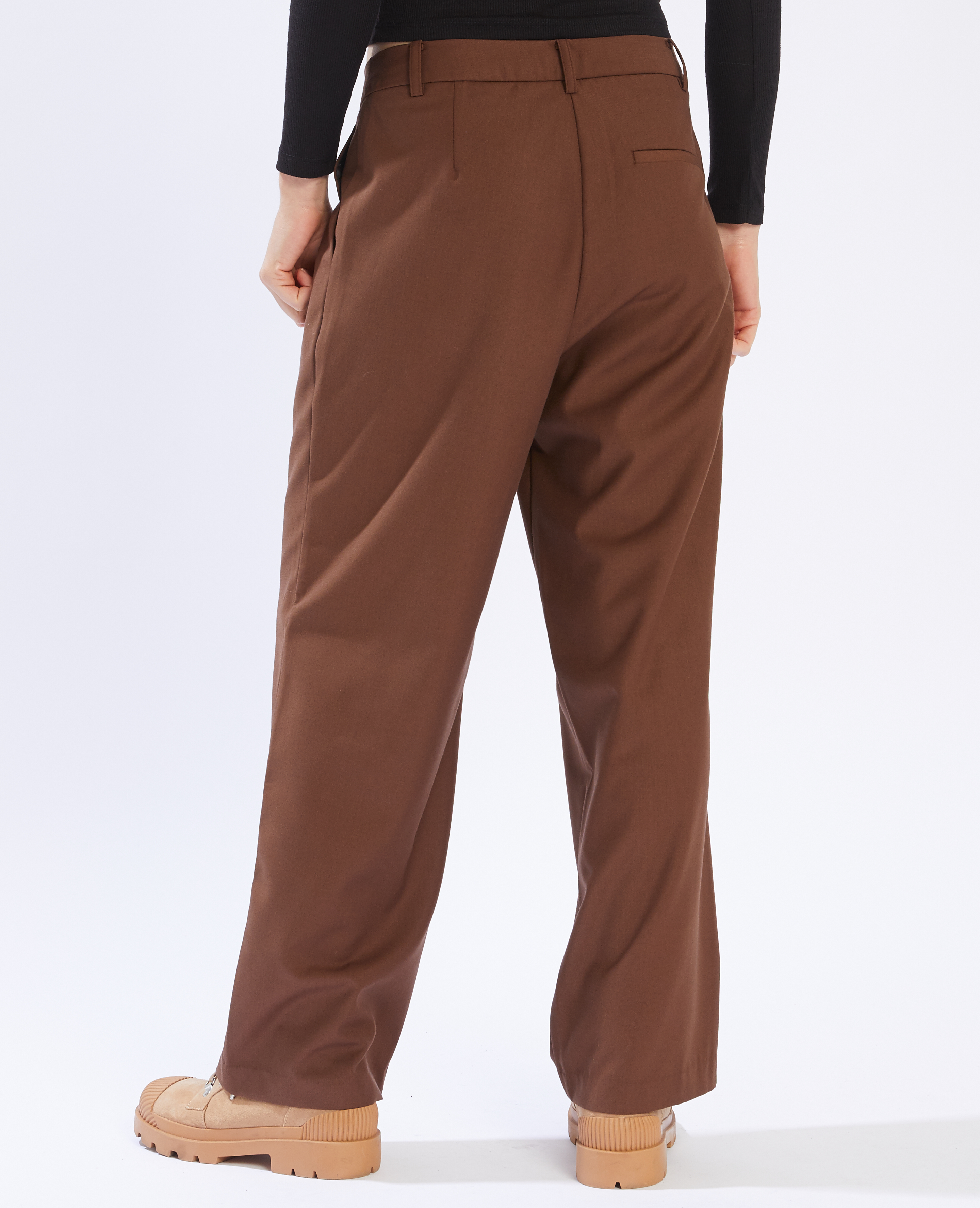 Pantalon large à pinces marron - Pimkie
