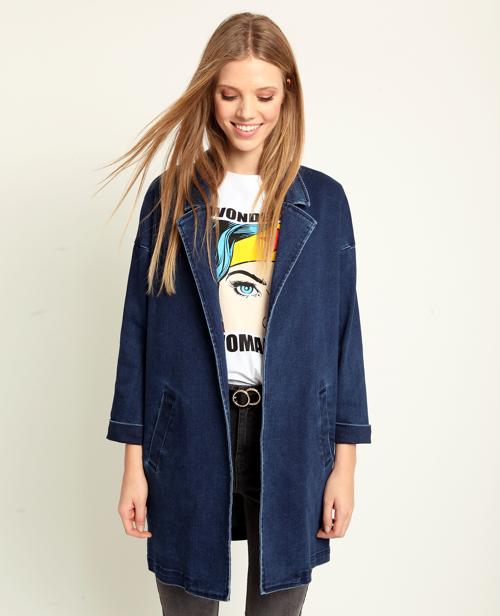 Longue veste jean 2025 femme
