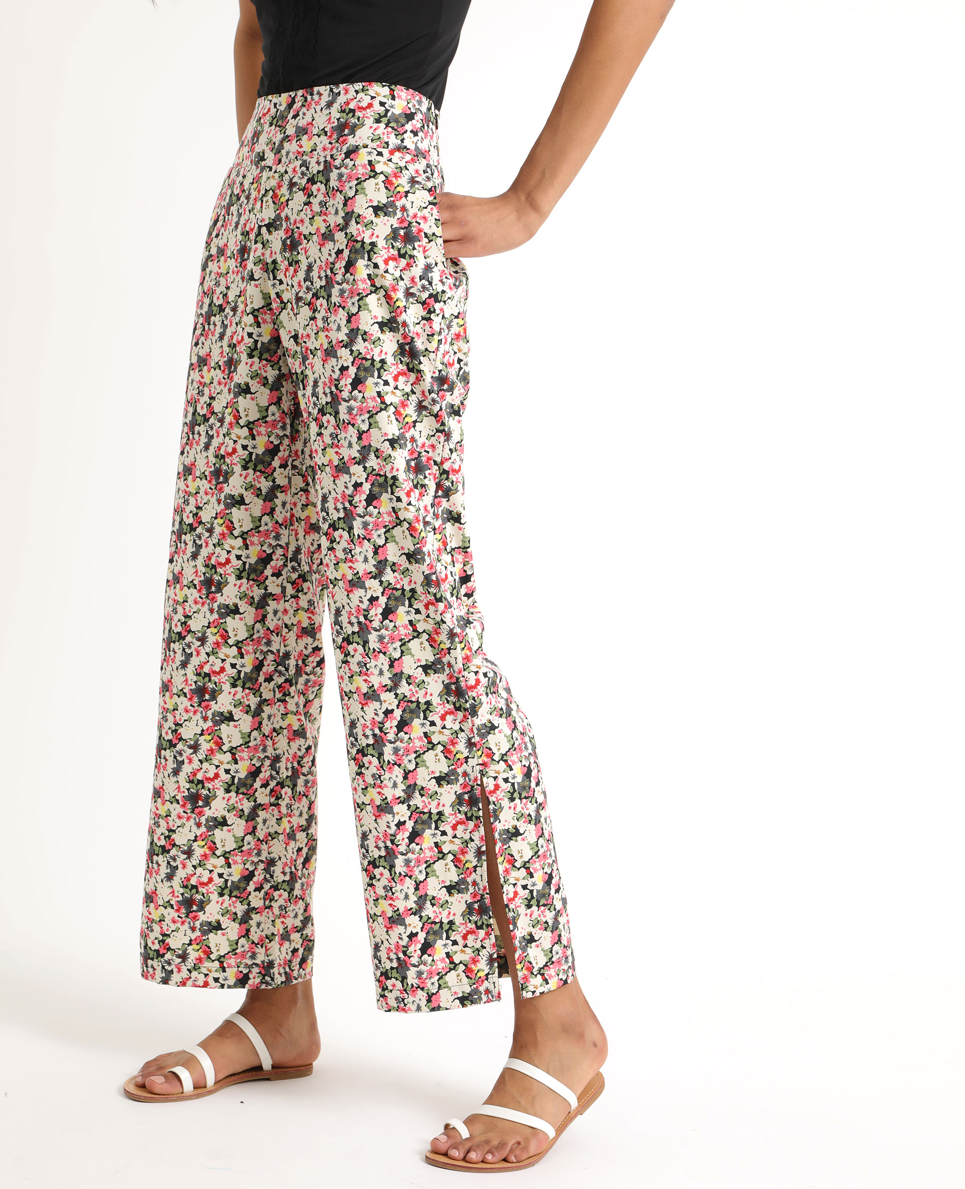 Pantalon a fleur discount femme