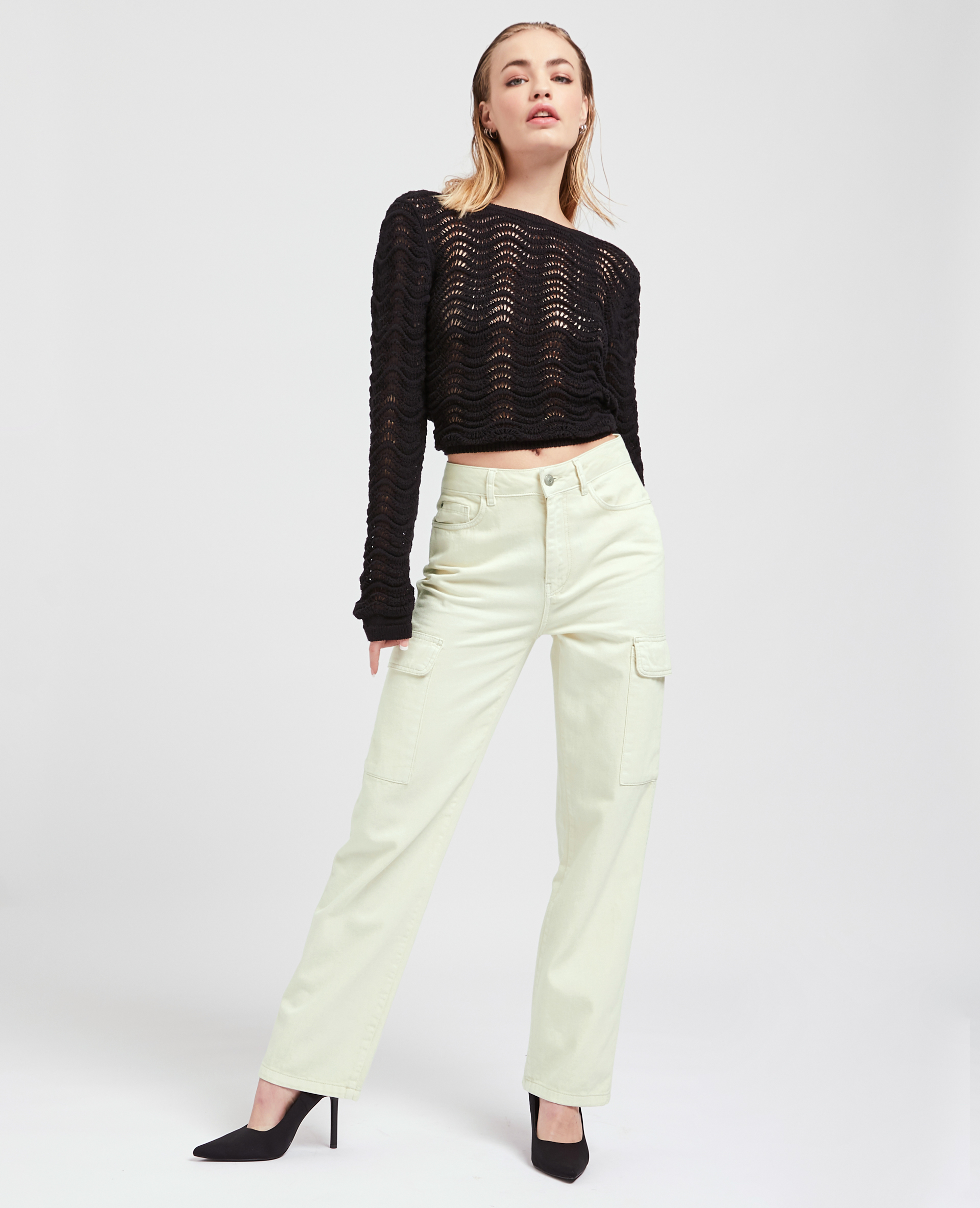 Jean cargo droit blanc - Pimkie