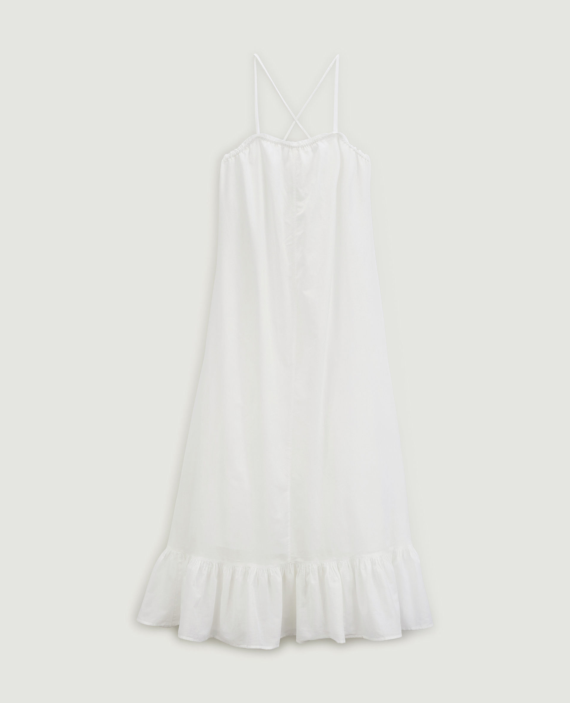 Robe longue à volants blanc - Pimkie