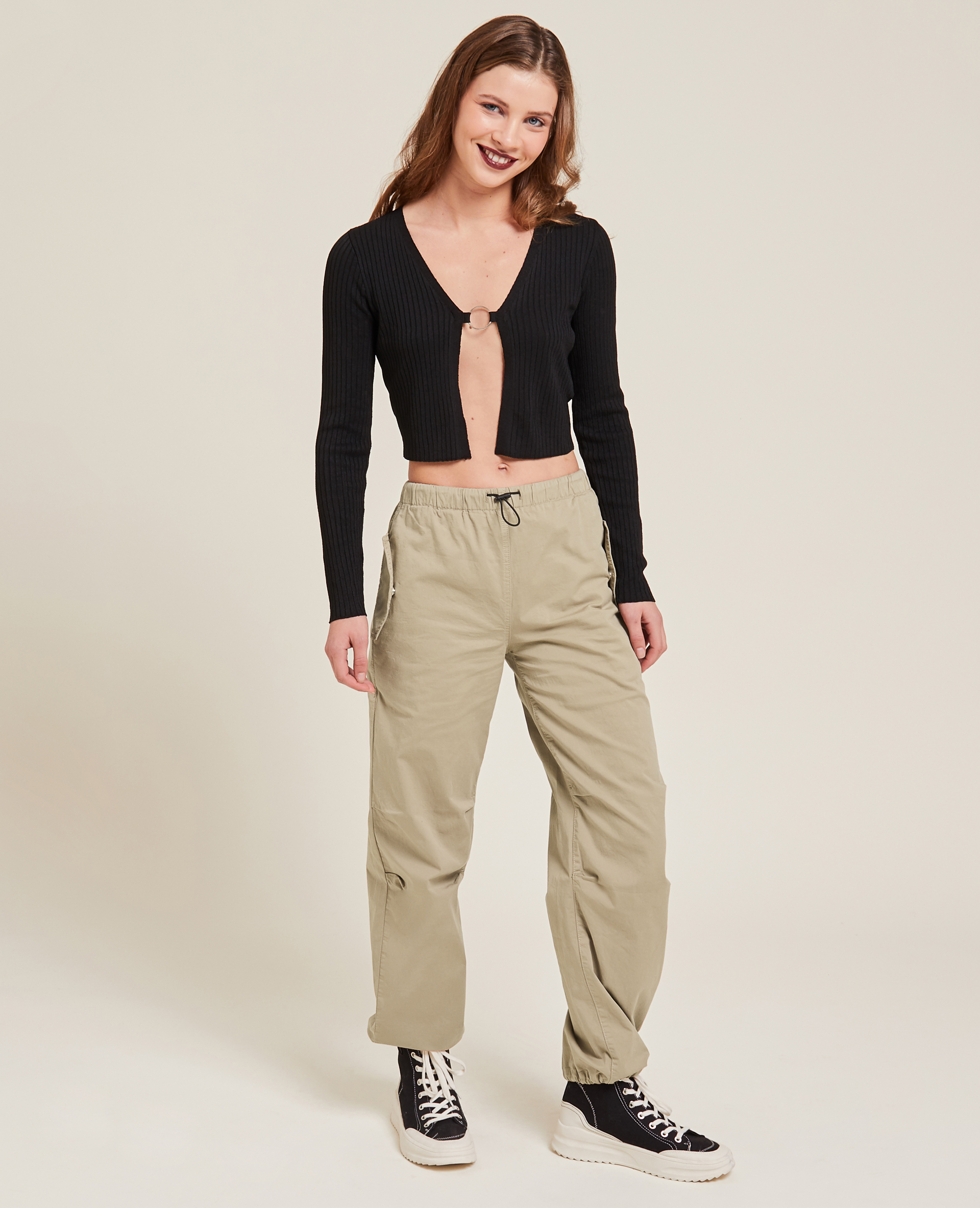 Pantalon parachute multipoche taupe - Pimkie
