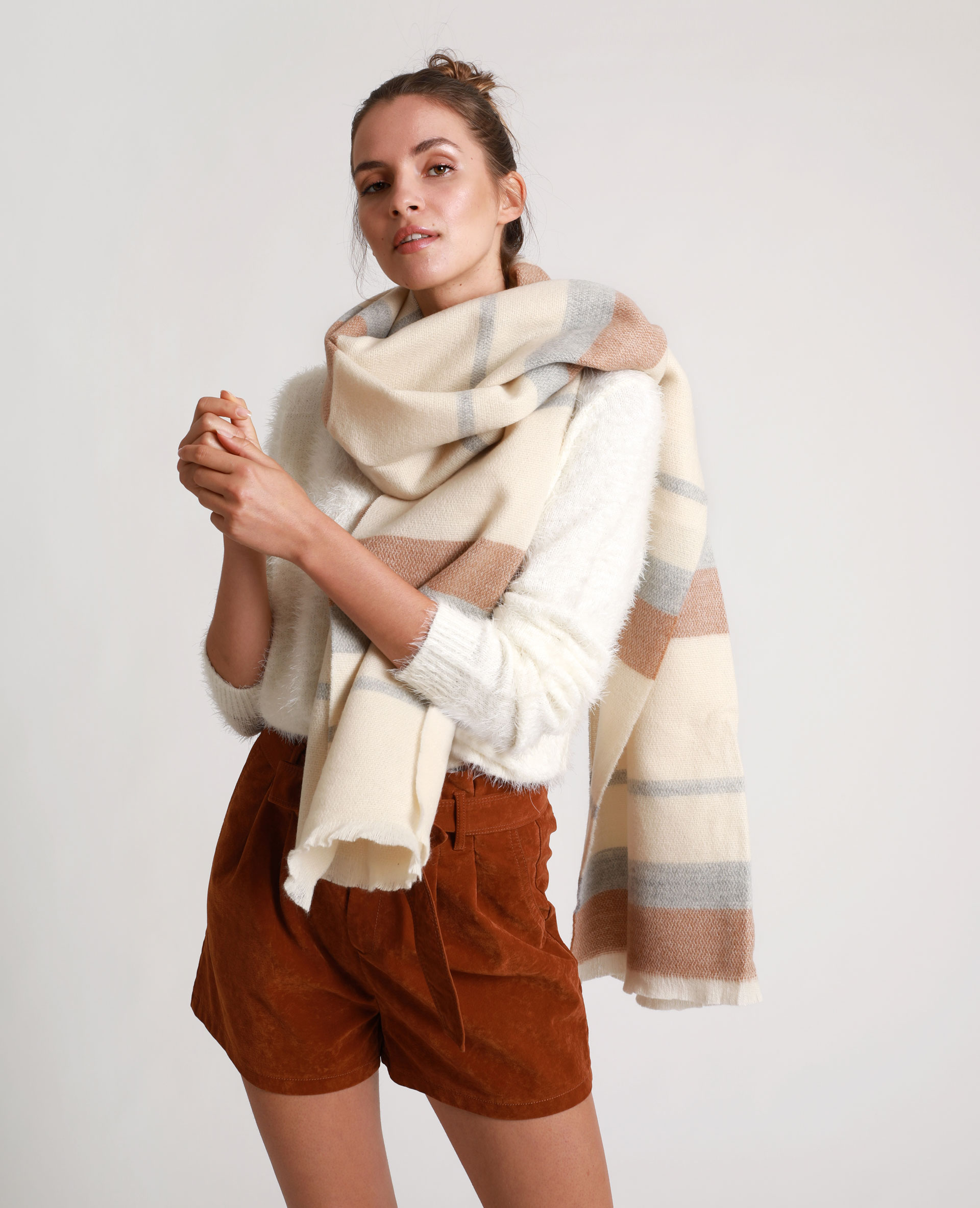 deer Revolutionary Barren Echarpe à bandes marron - 917264786C79 | Pimkie