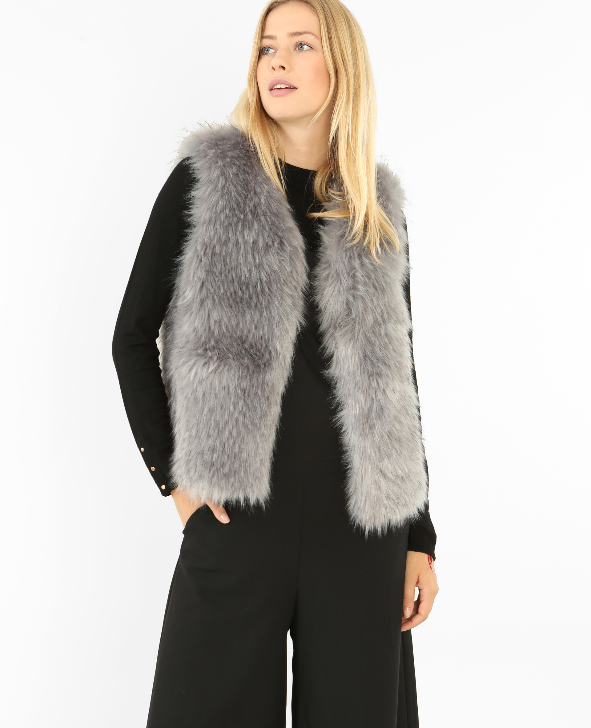 Gilet sans manche en outlet fausse fourrure