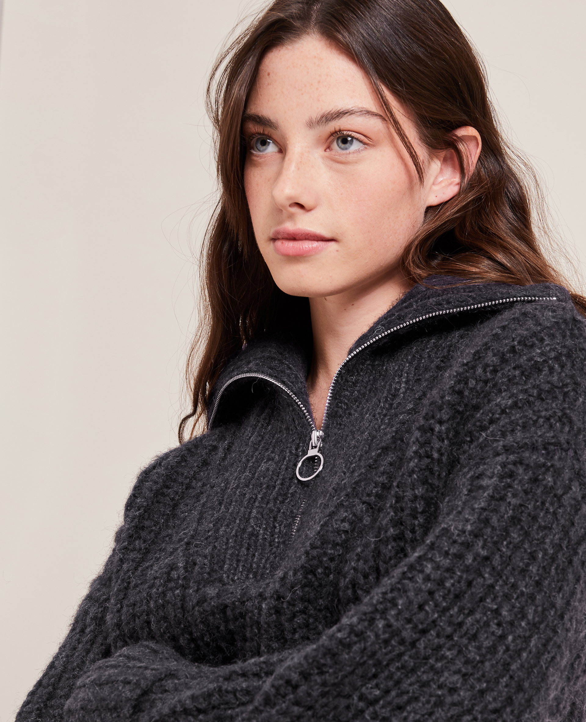 Pull grosse maille col camionneur gris foncé - Pimkie