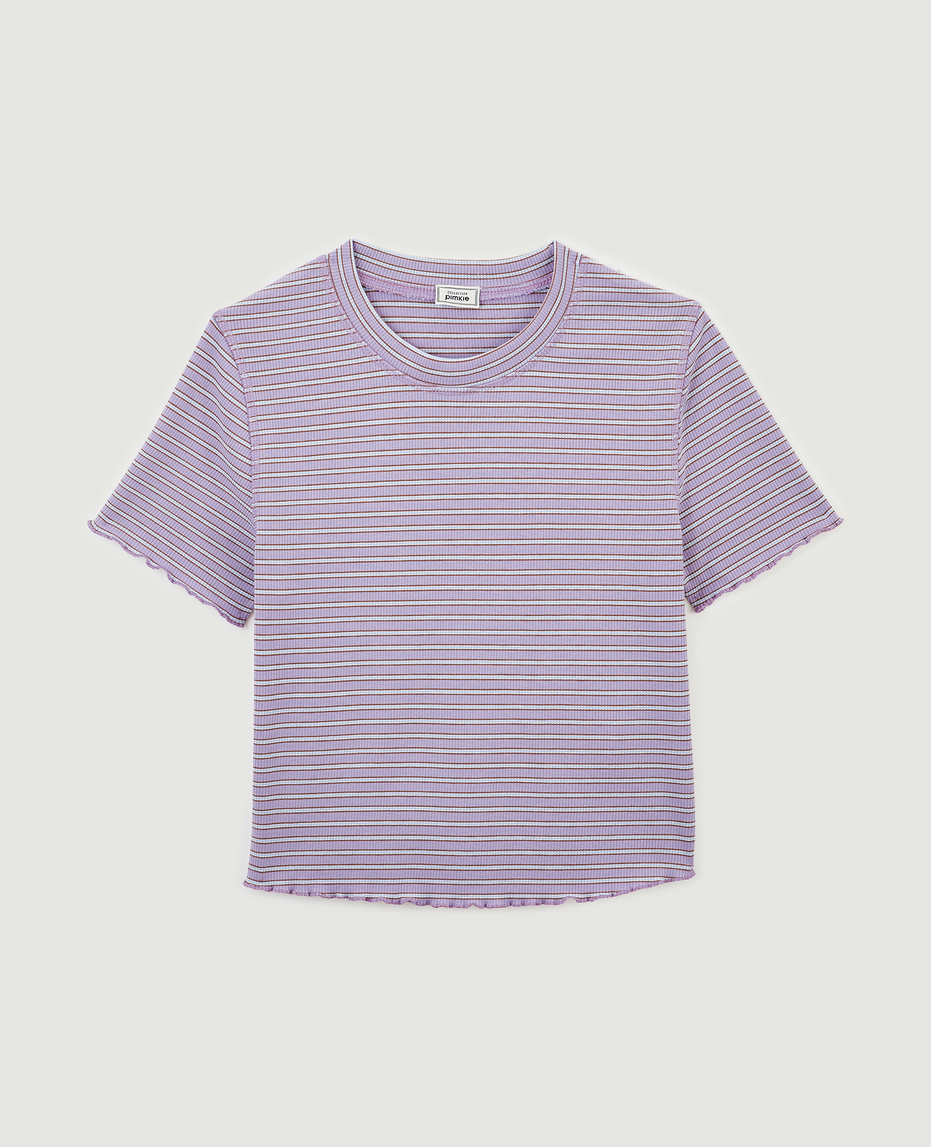 T-shirt court maille côtelée lilas - Pimkie