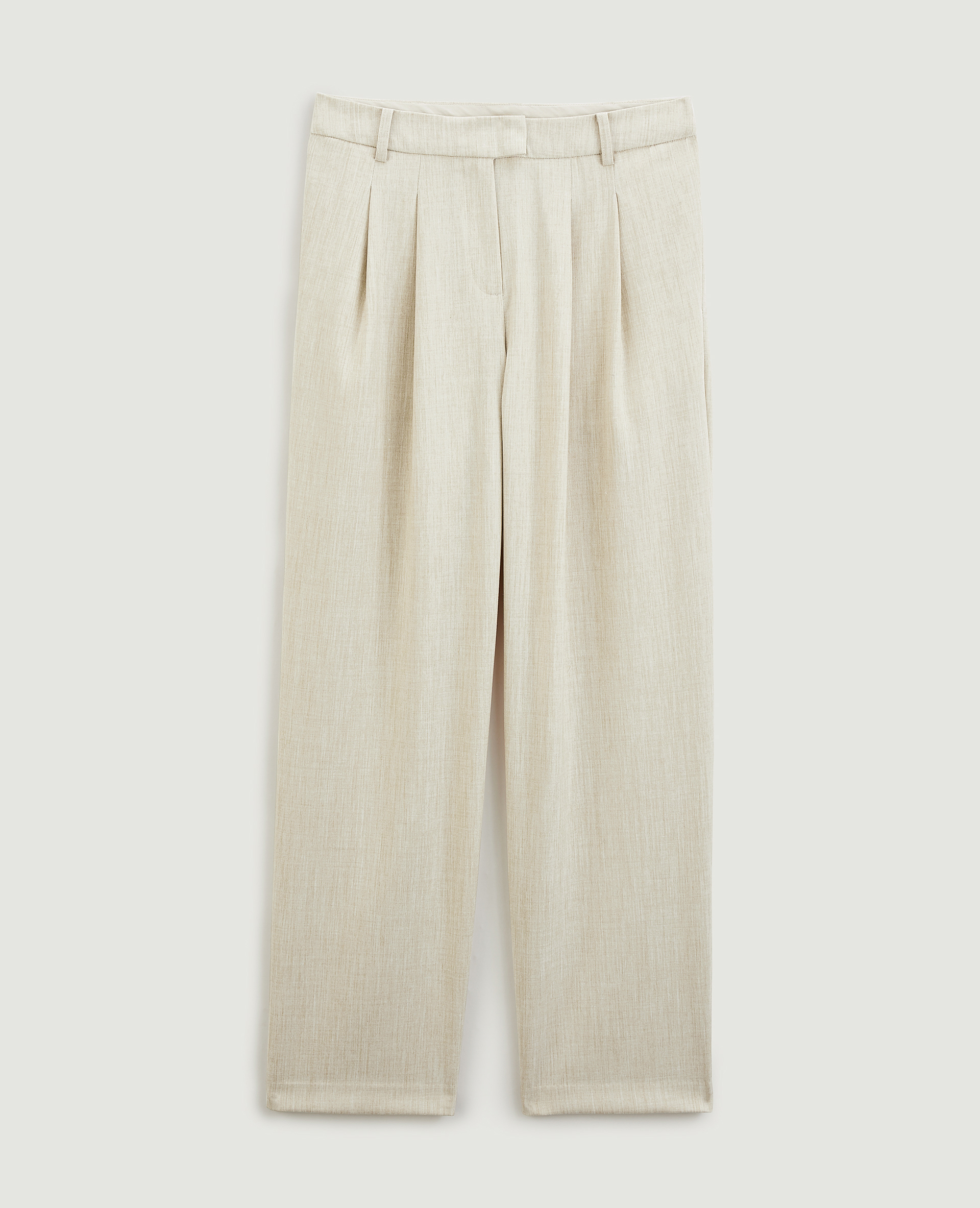 Pantalon large et droit à pinces SMALL beige chiné - Pimkie
