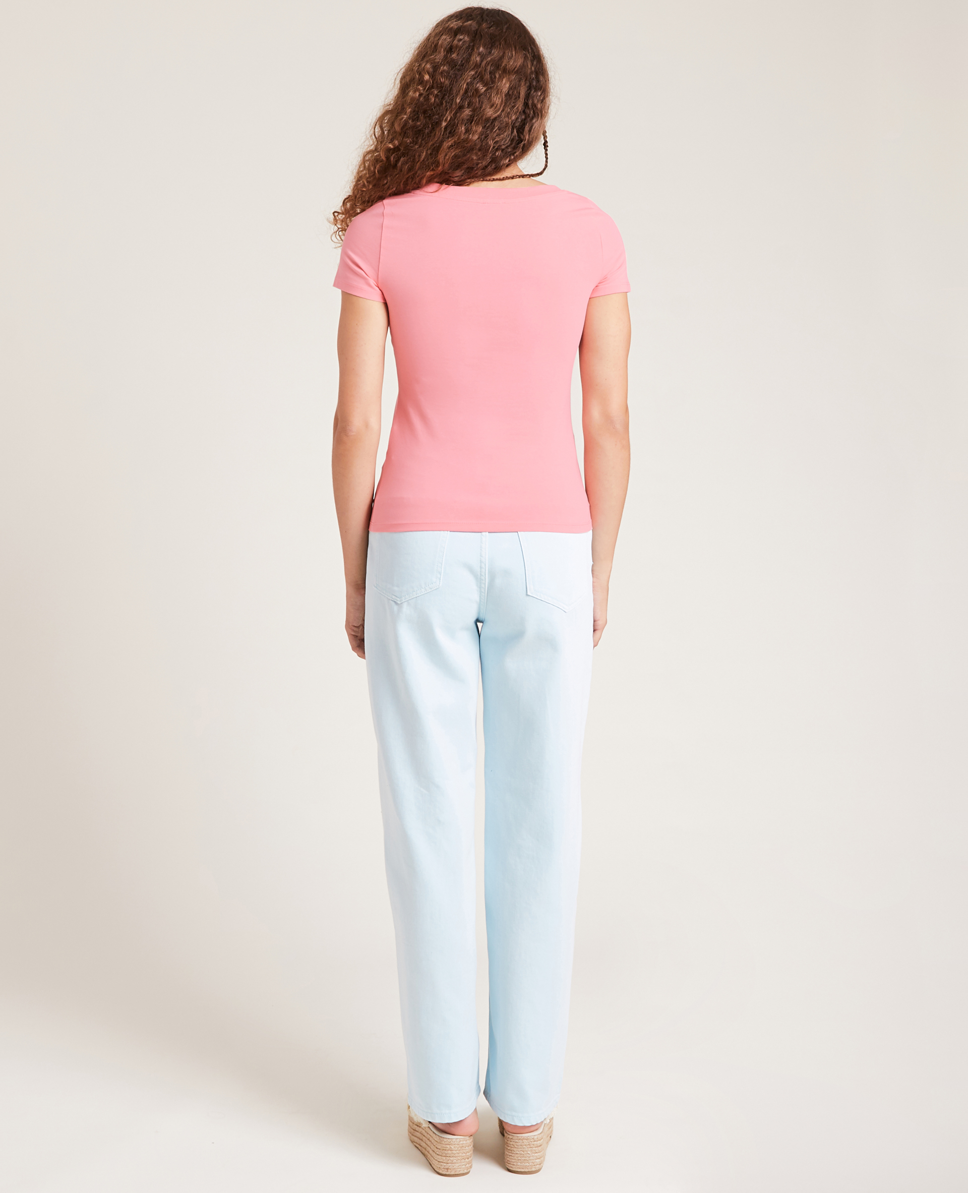 T-shirt basique col V rose - Pimkie