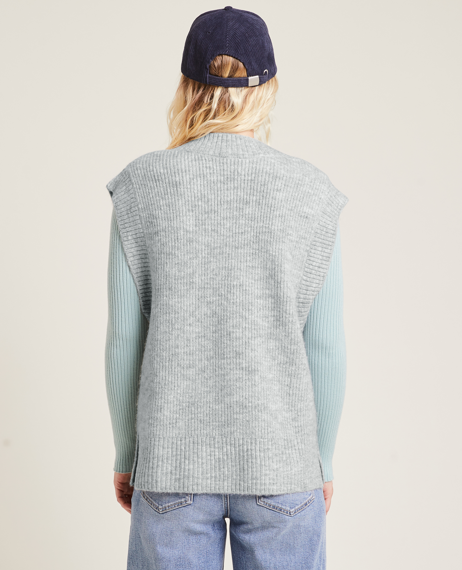 Pull sans manches oversize gris chiné - Pimkie