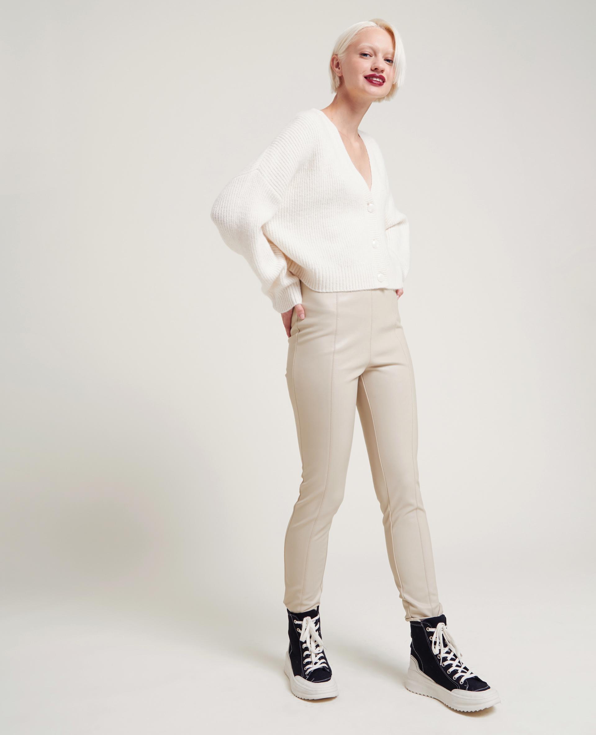 Legging simili cuir écru - Pimkie