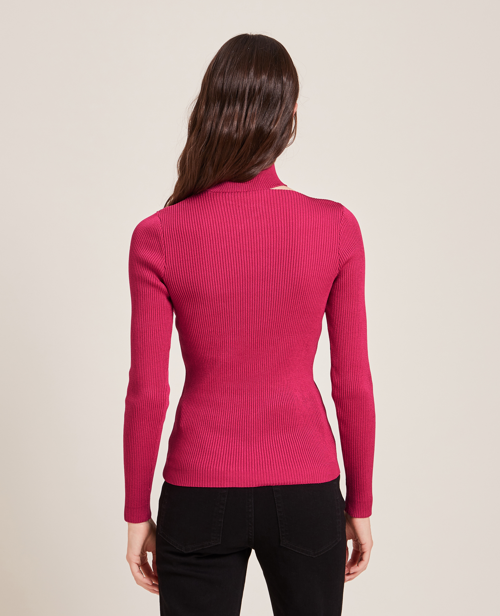 Top maille côtelée avec découpe rose - Pimkie