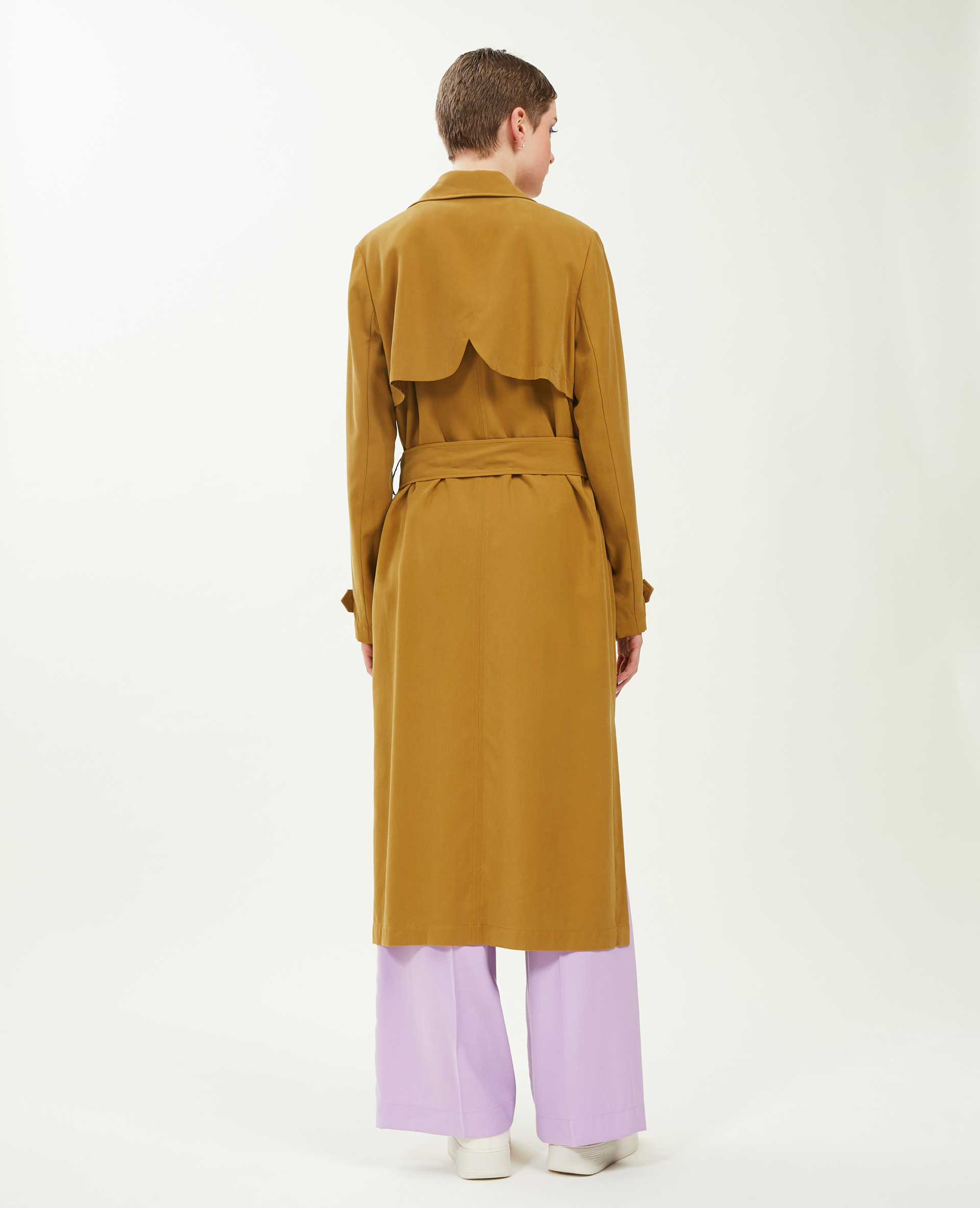 Trench long en tissu fluide camel - Pimkie