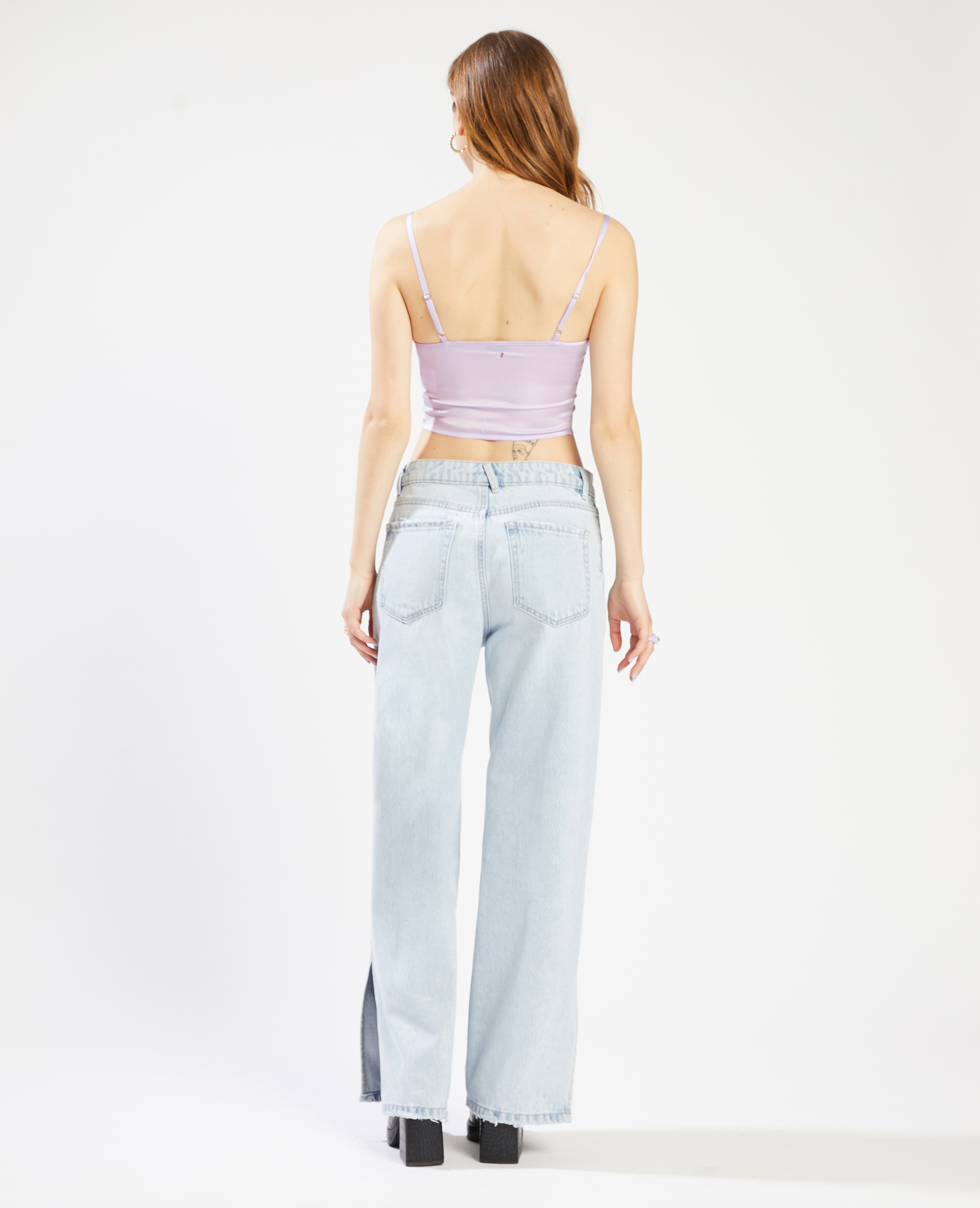 Top satiné dentelle lilas - Pimkie
