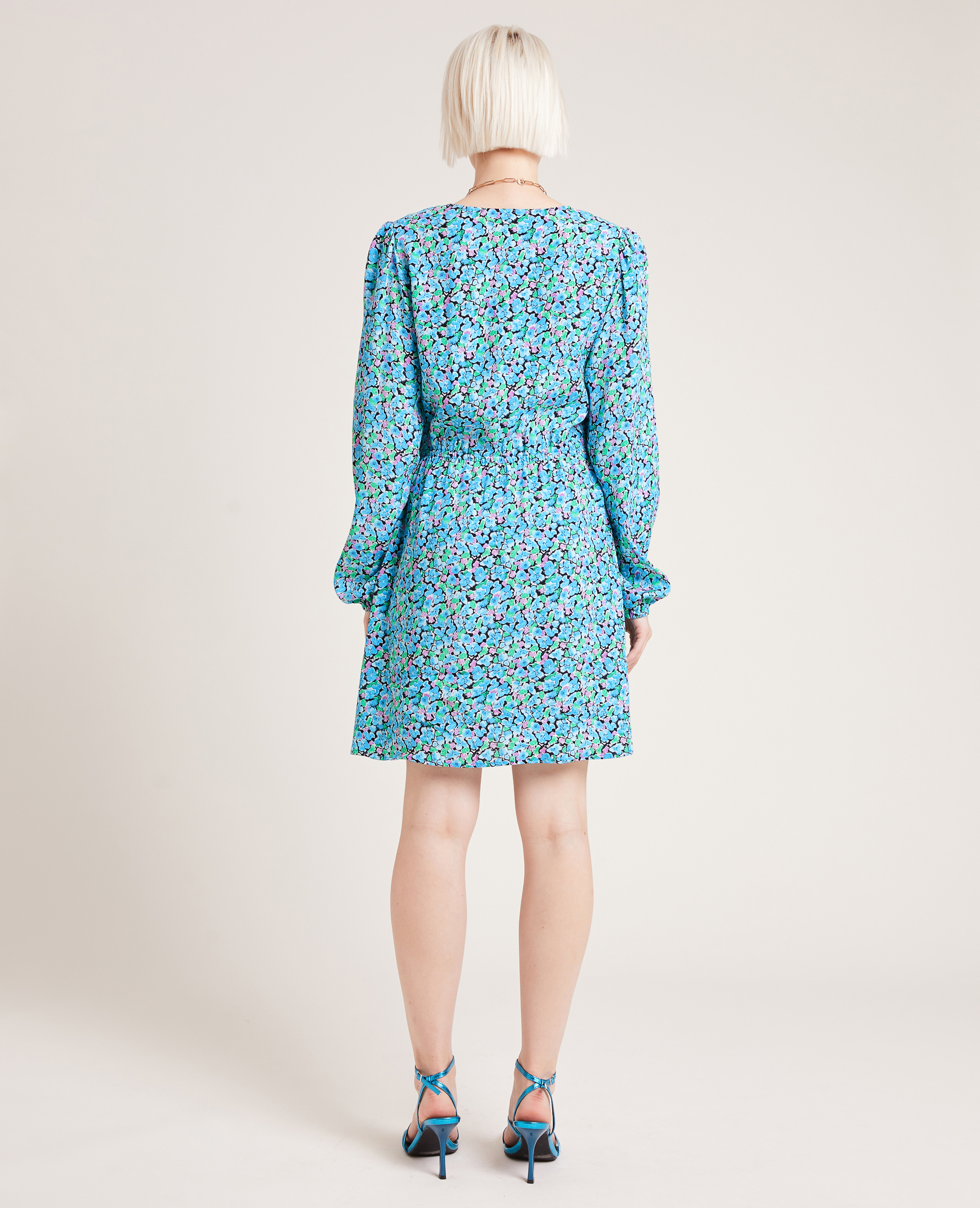 Robe manches longues motif fleurs vert - Pimkie