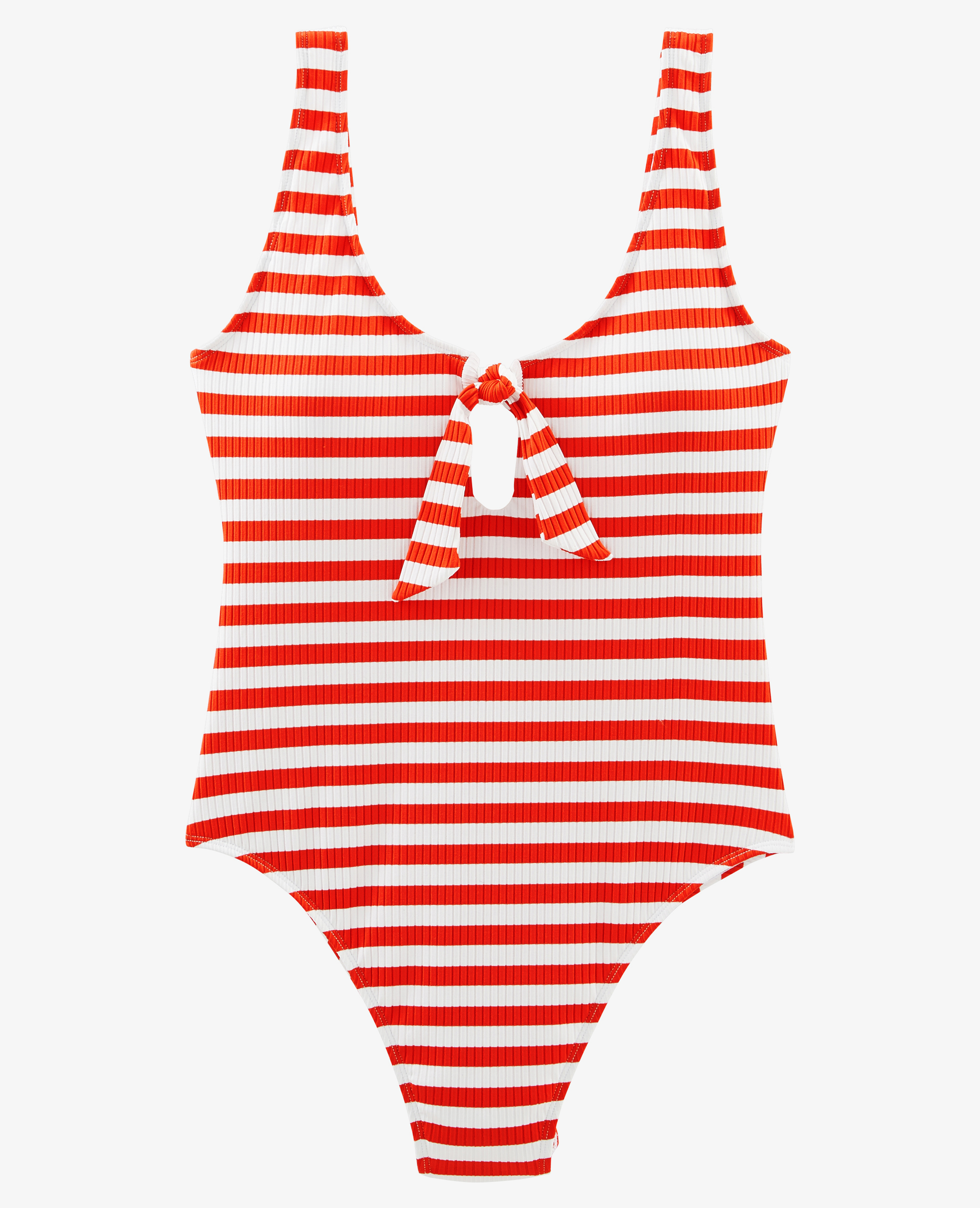 Maillot de bain une pièce rayé orange - 916921117A01 | Pimkie