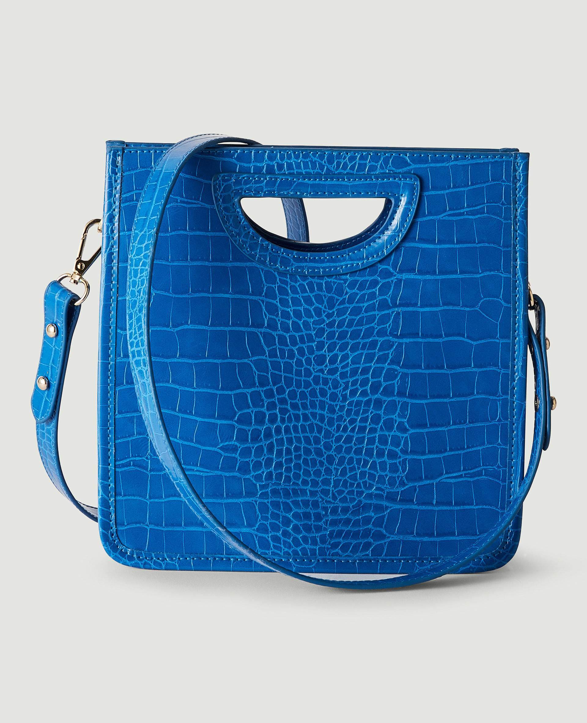 Sac rigide effet croco bleu - Pimkie