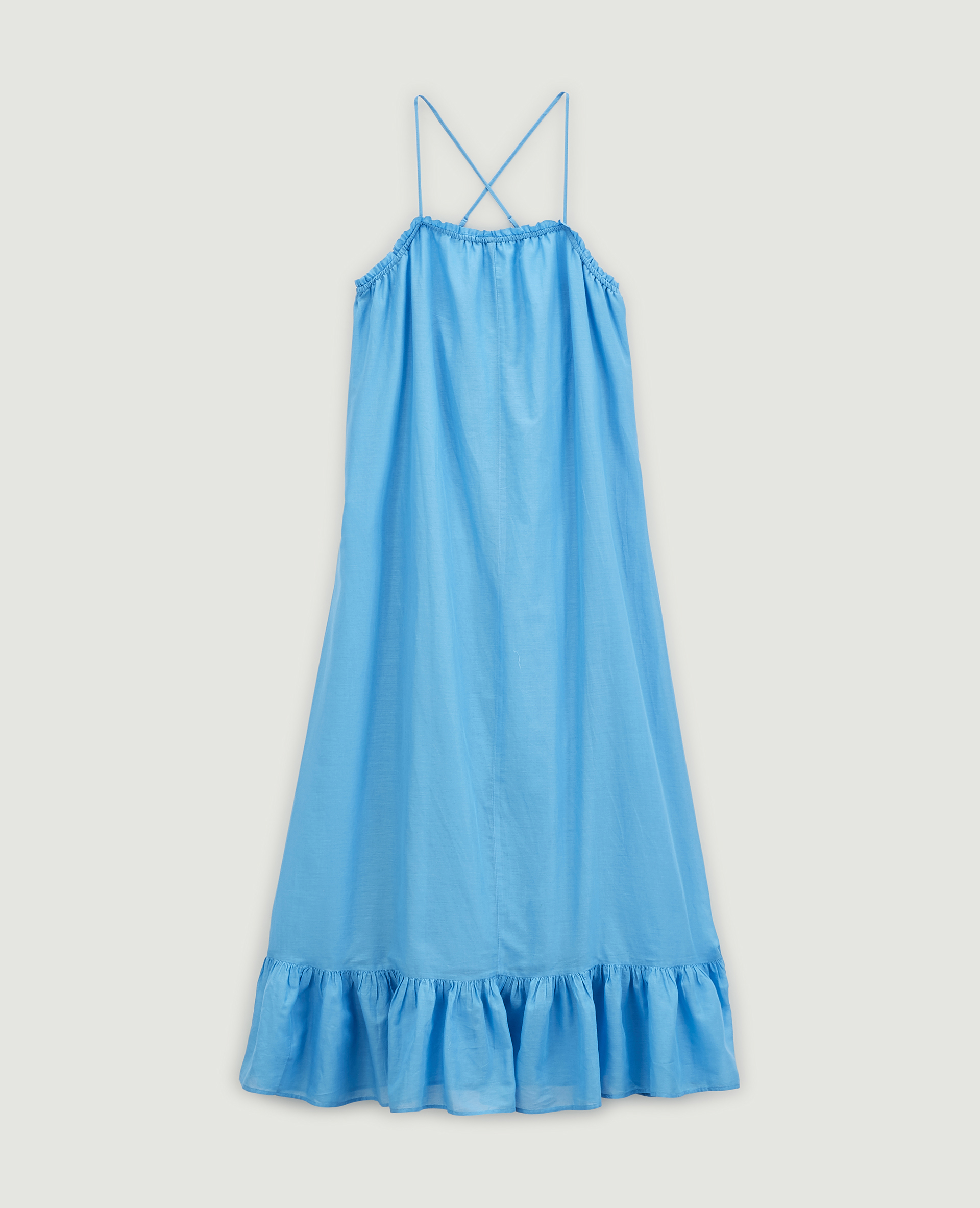 Robe longue à volants bleu - Pimkie