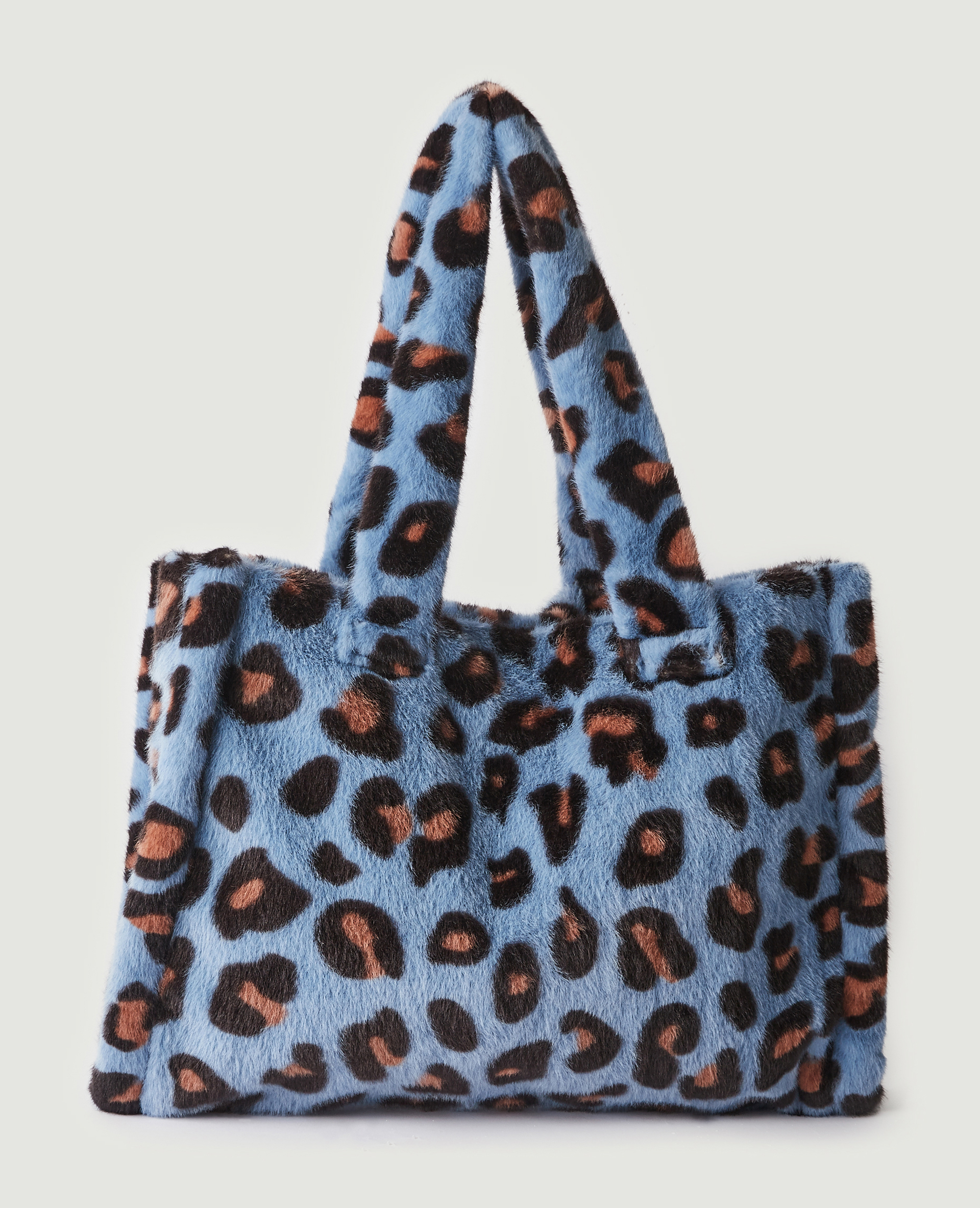 Sac cabas moumouté motif léopard bleu - Pimkie