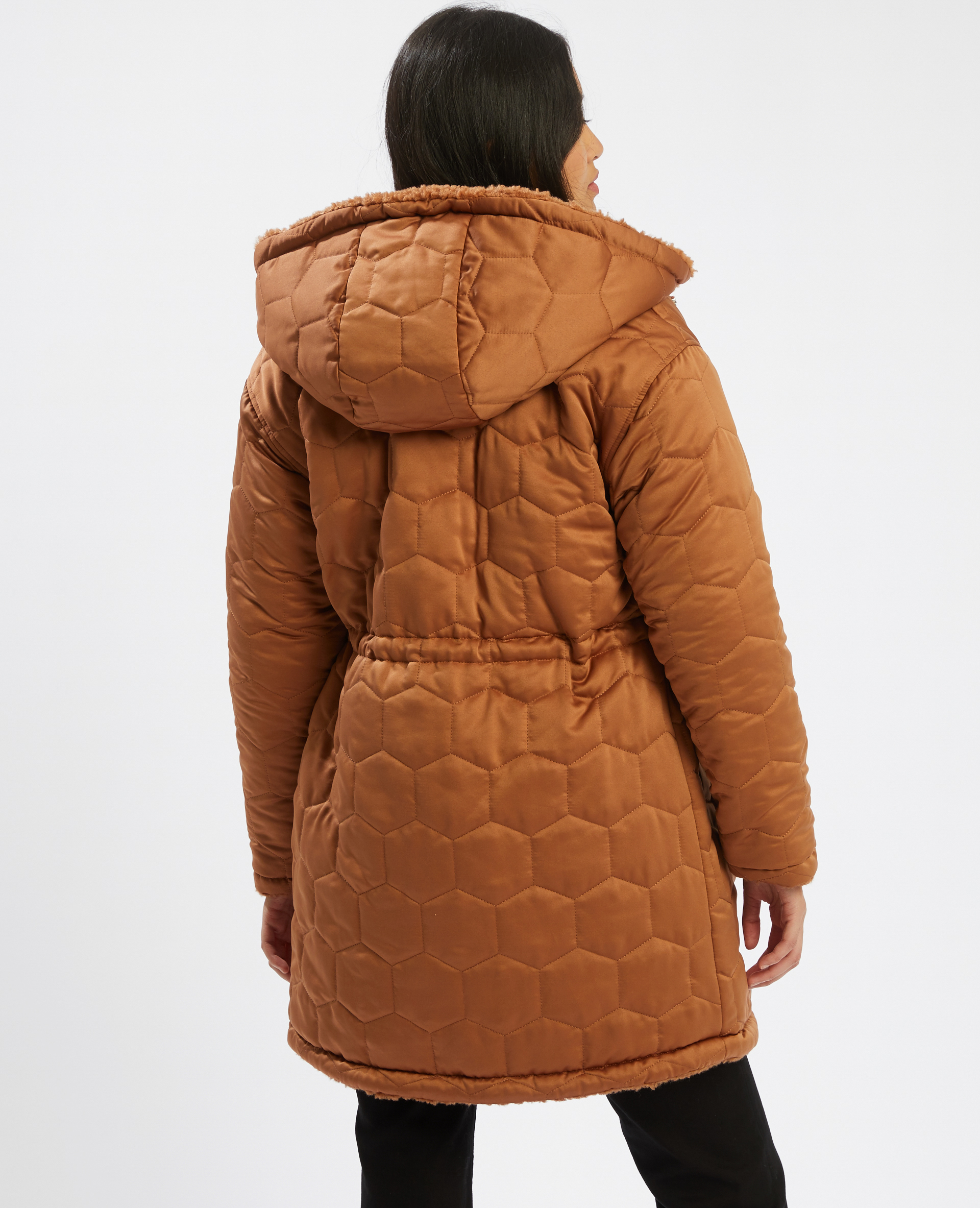 Manteau réversible à capuche marron - Pimkie
