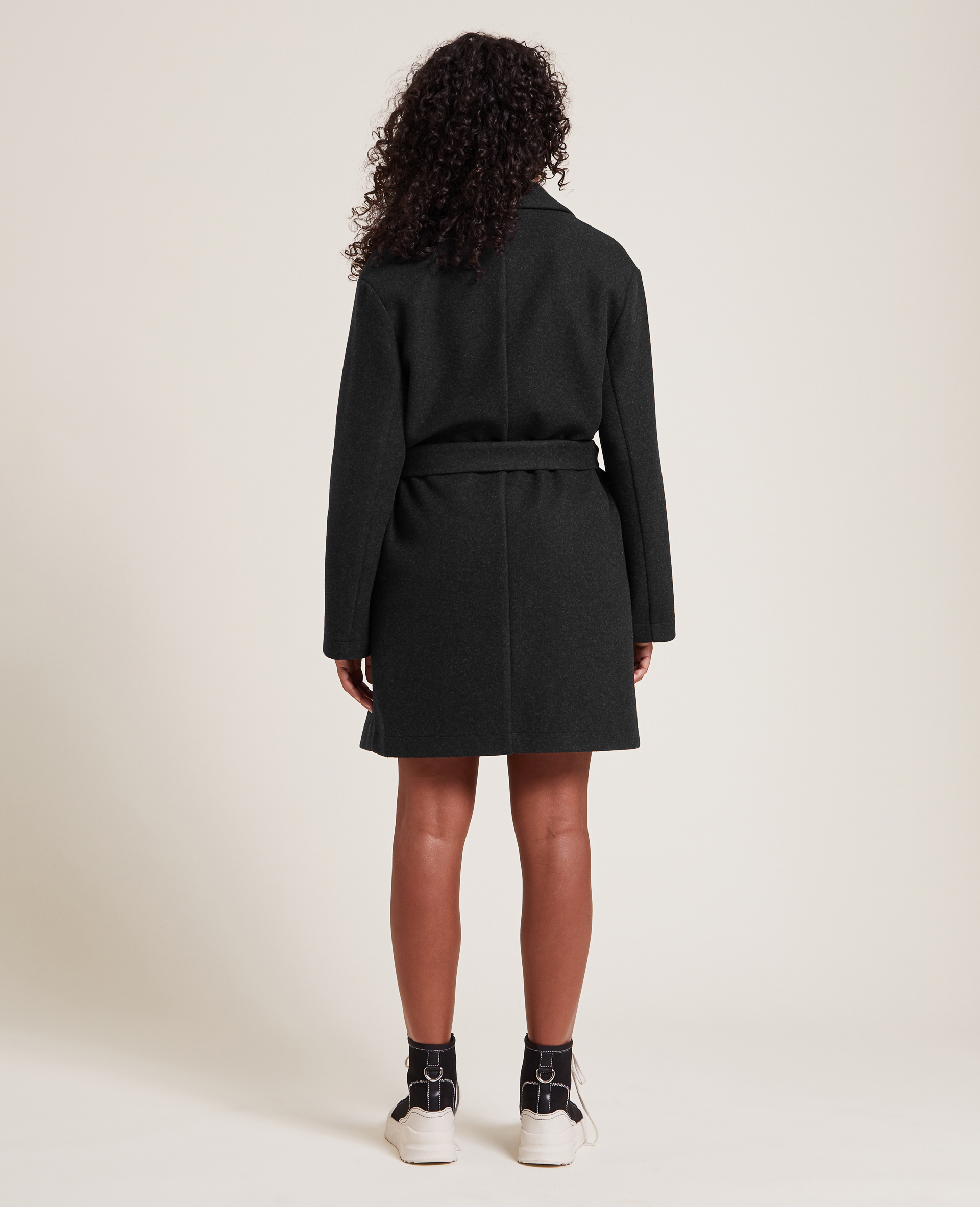 Manteau mi-long avec ceinture noir - Pimkie
